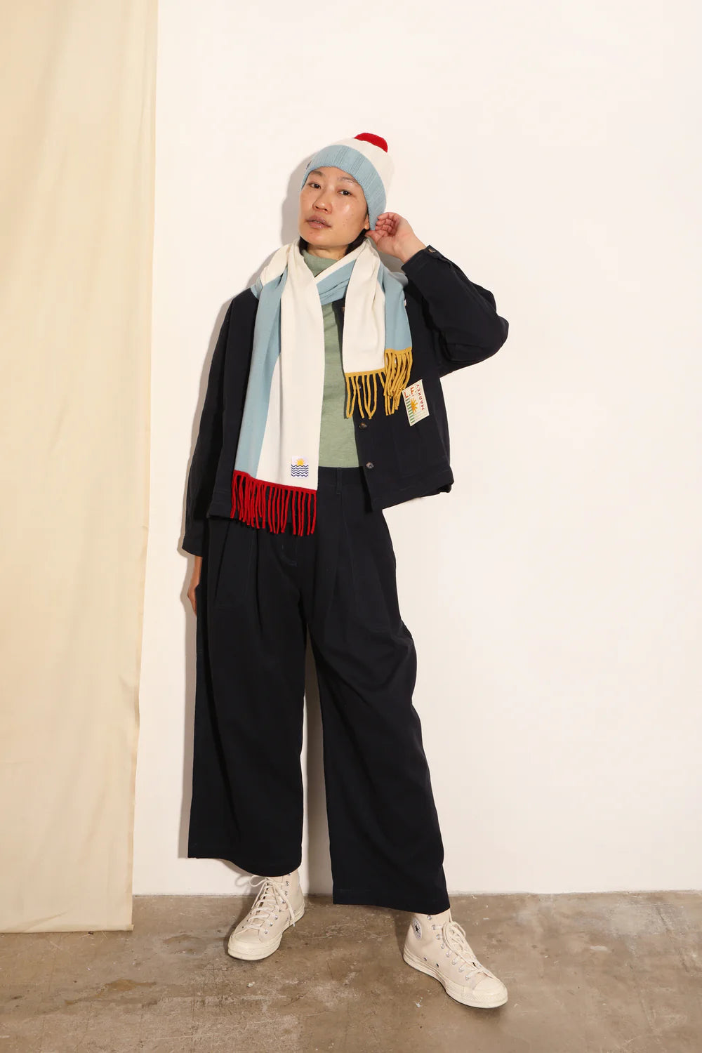 L.F. Markey Colourblock Tassel Scarf // Aqua Multi