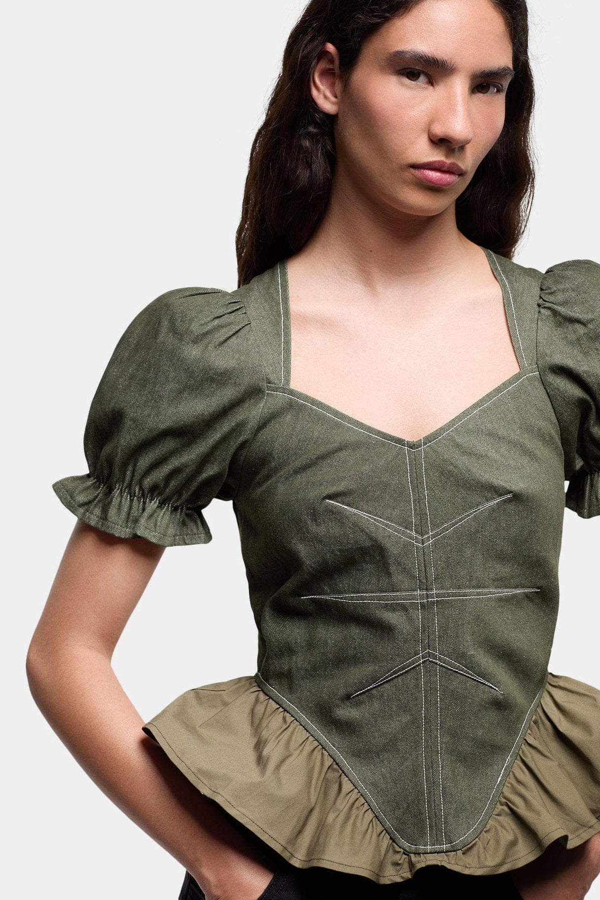Laagam Regina Puff Sleeve Blouse // Khaki