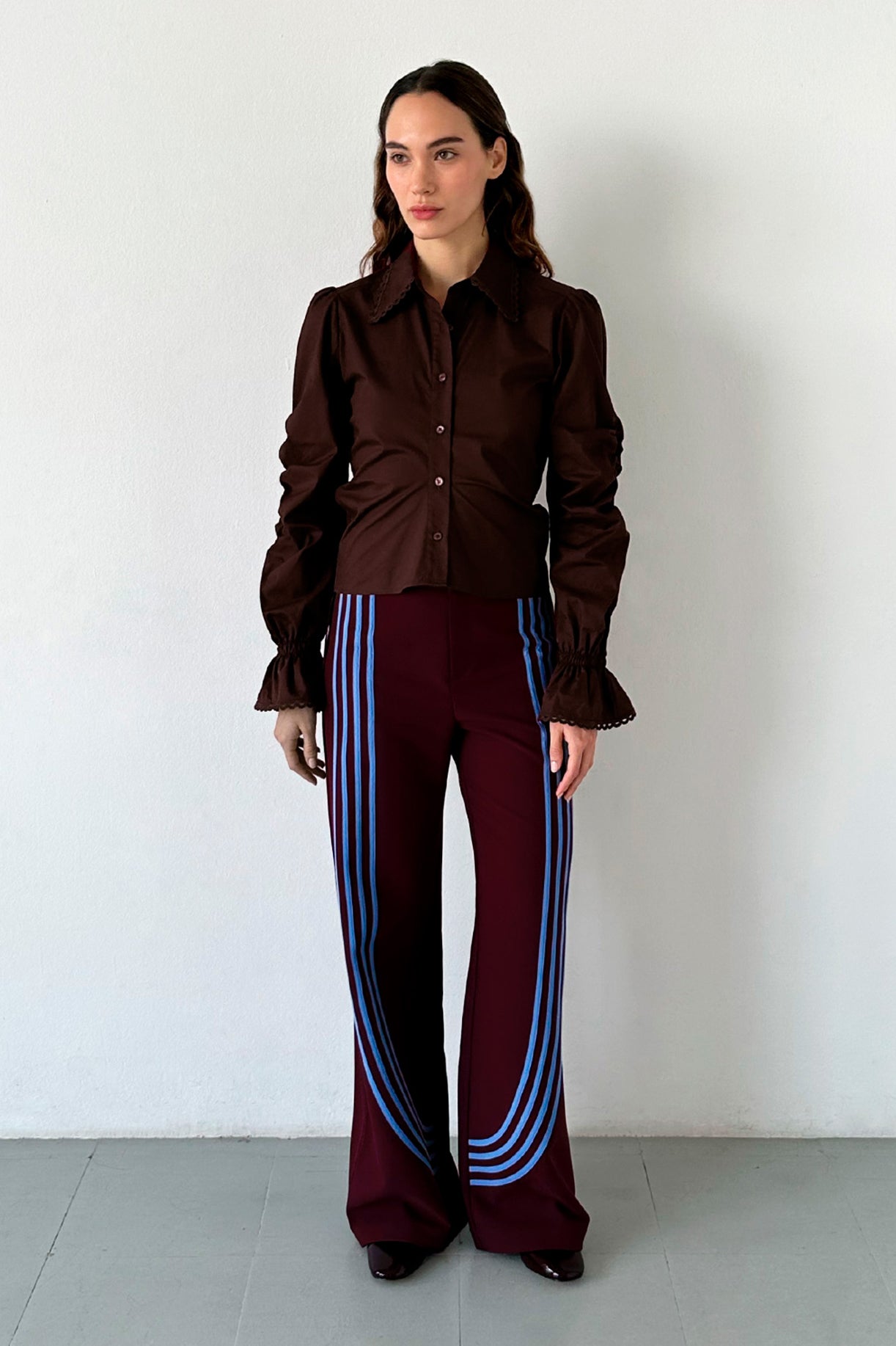 Laagam Sultana Ruched Shirt // Brown