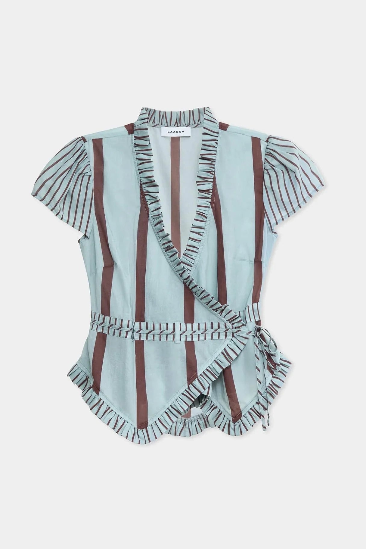 Laagam Athena Striped Wrap Blouse // Turquoise