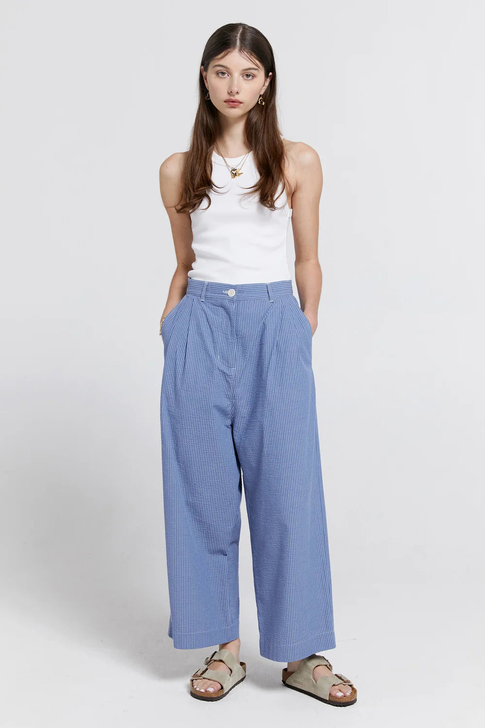 Karen Walker Organic Cotton Workwear Pants // Blue