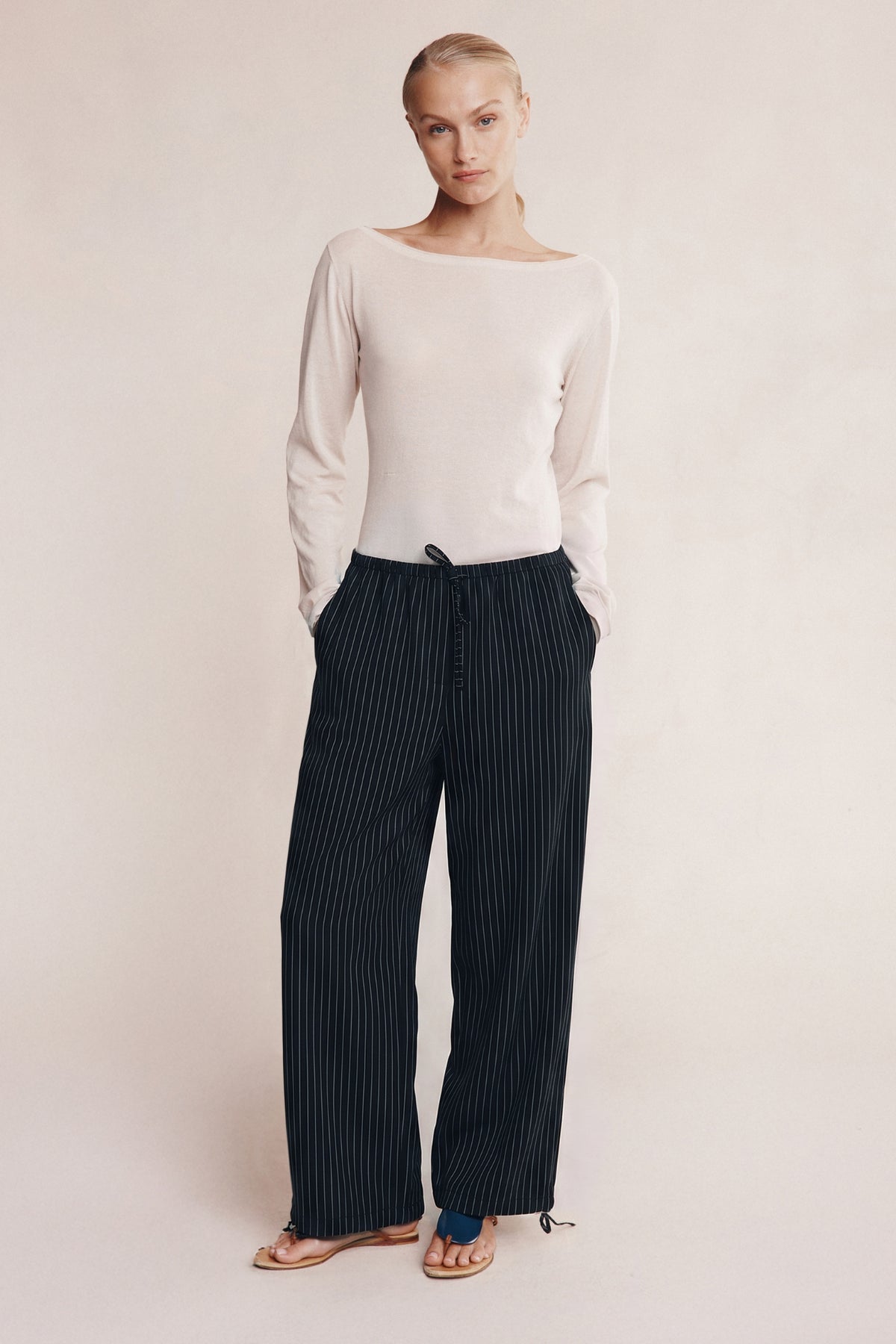 Marle Fatima Pant // Black Pinstripe
