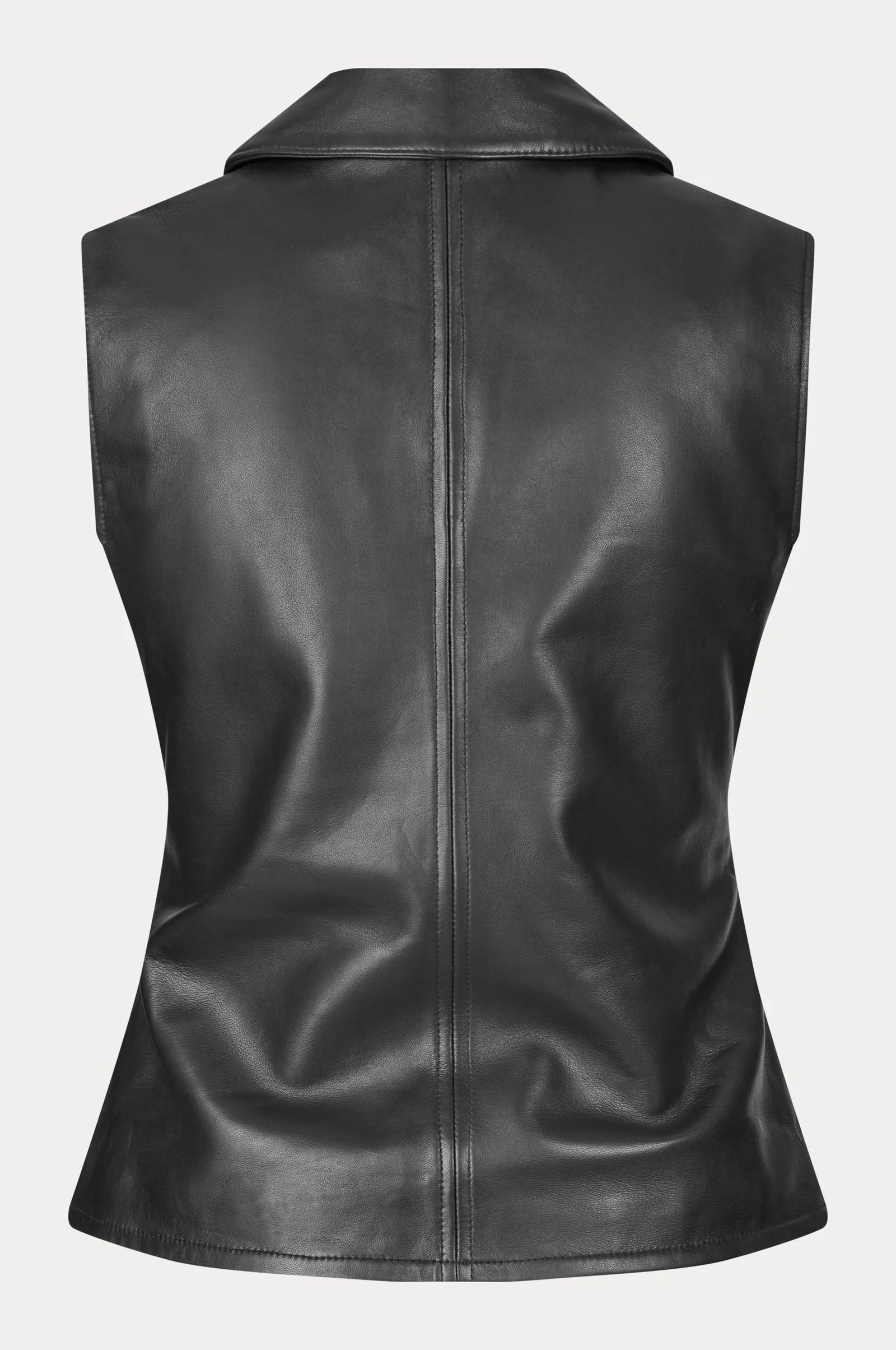 Oval Square Deep Leather Vest // Black