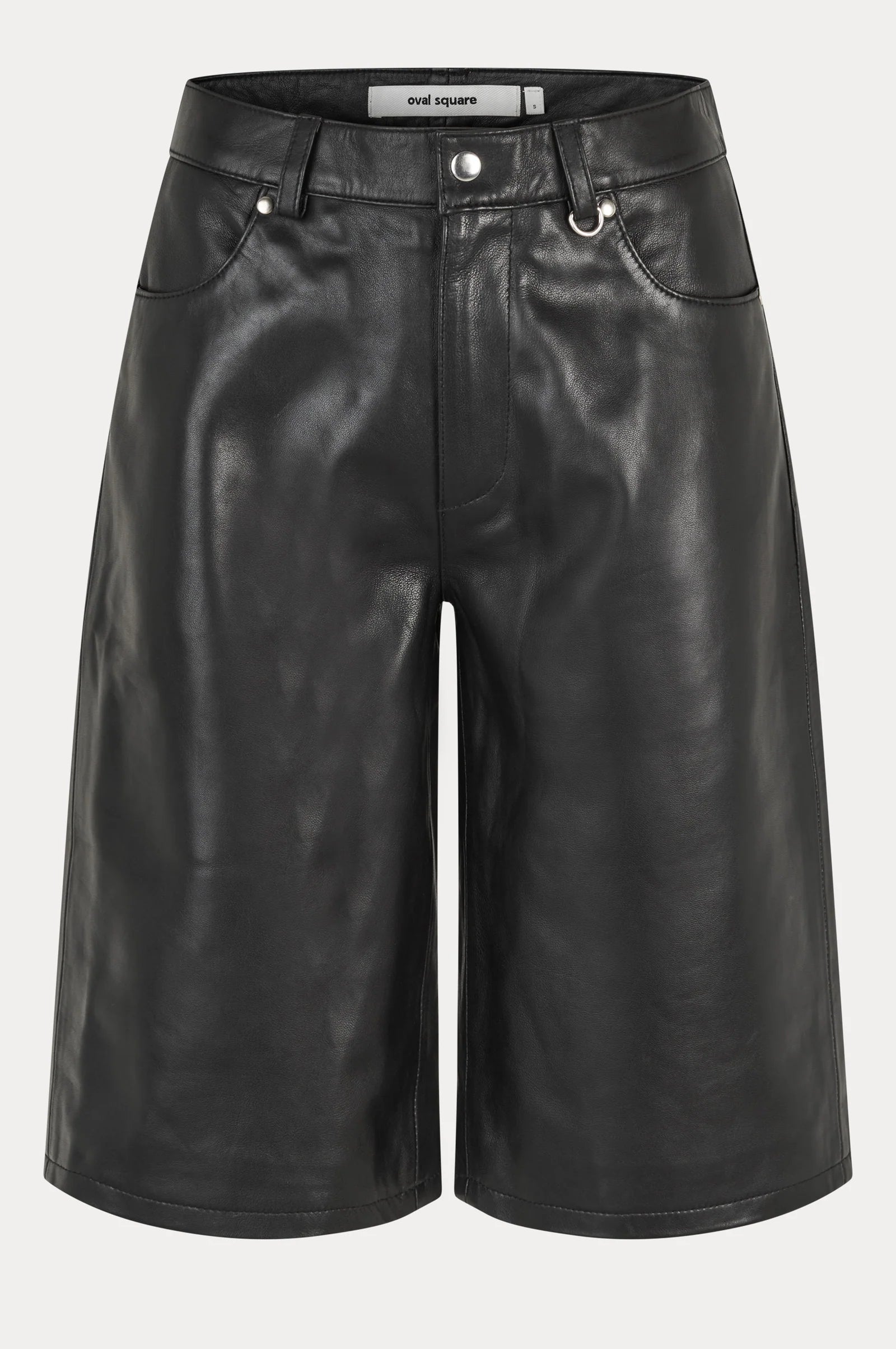 Oval Square Deep Leather Shorts // Black