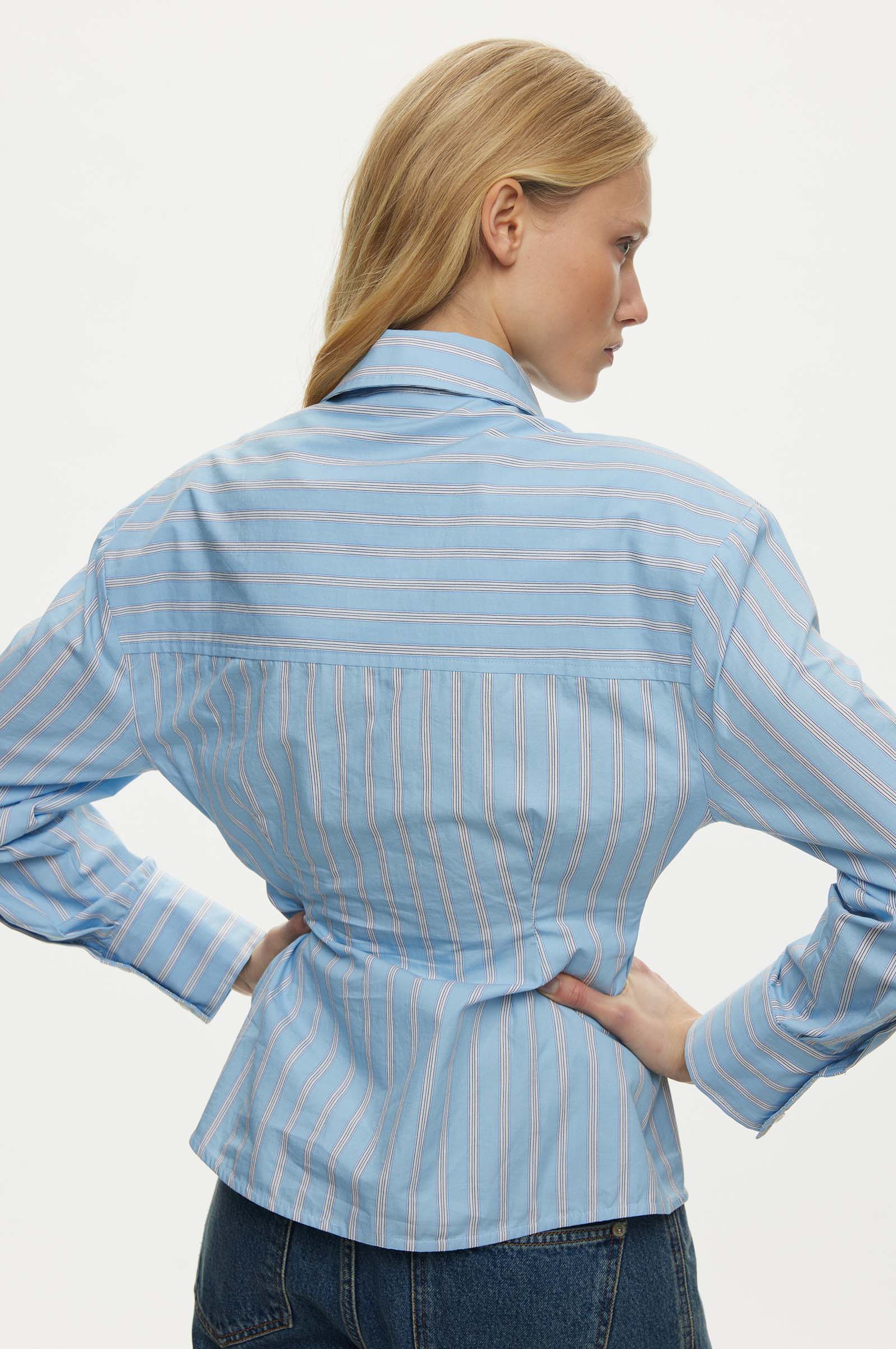 Oval Square Finesse Shirt // Light Blue Stripe