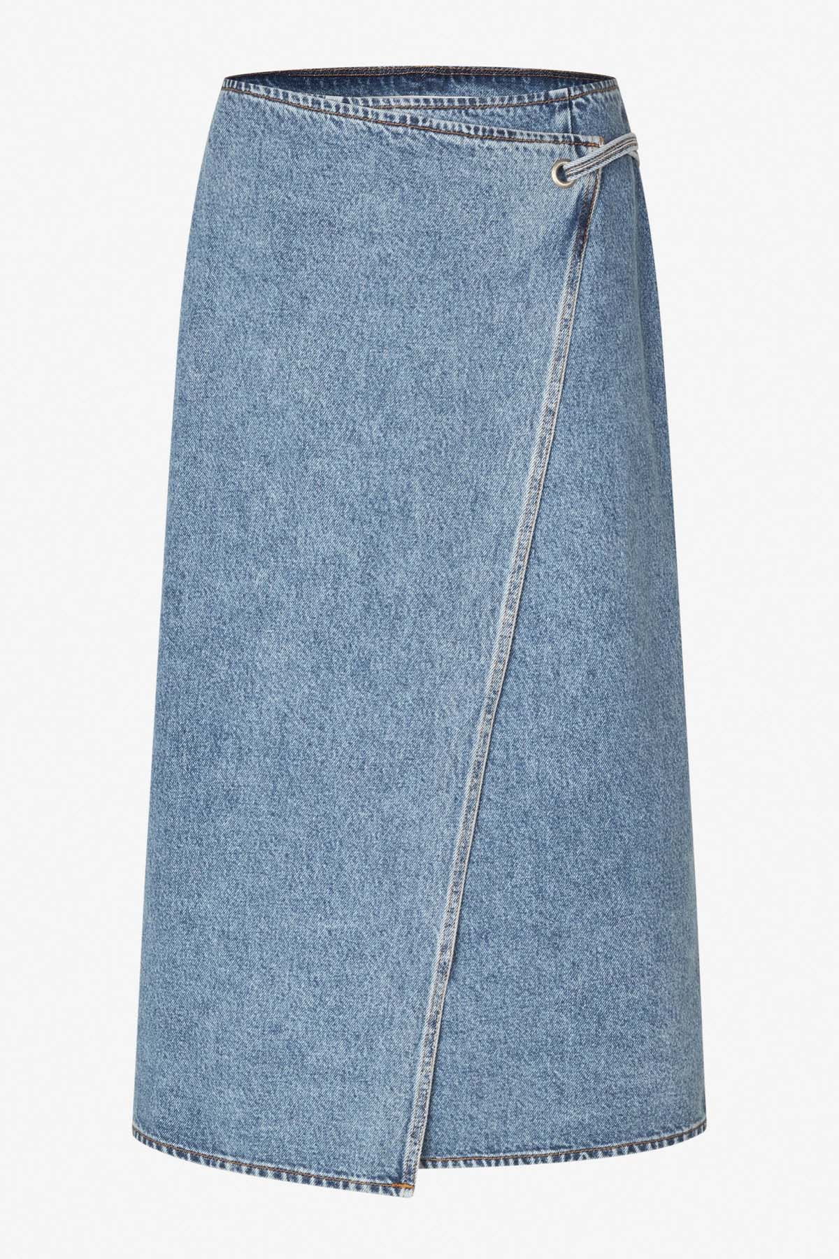 Oval Square Soul Denim Skirt // Ice Blue Wash