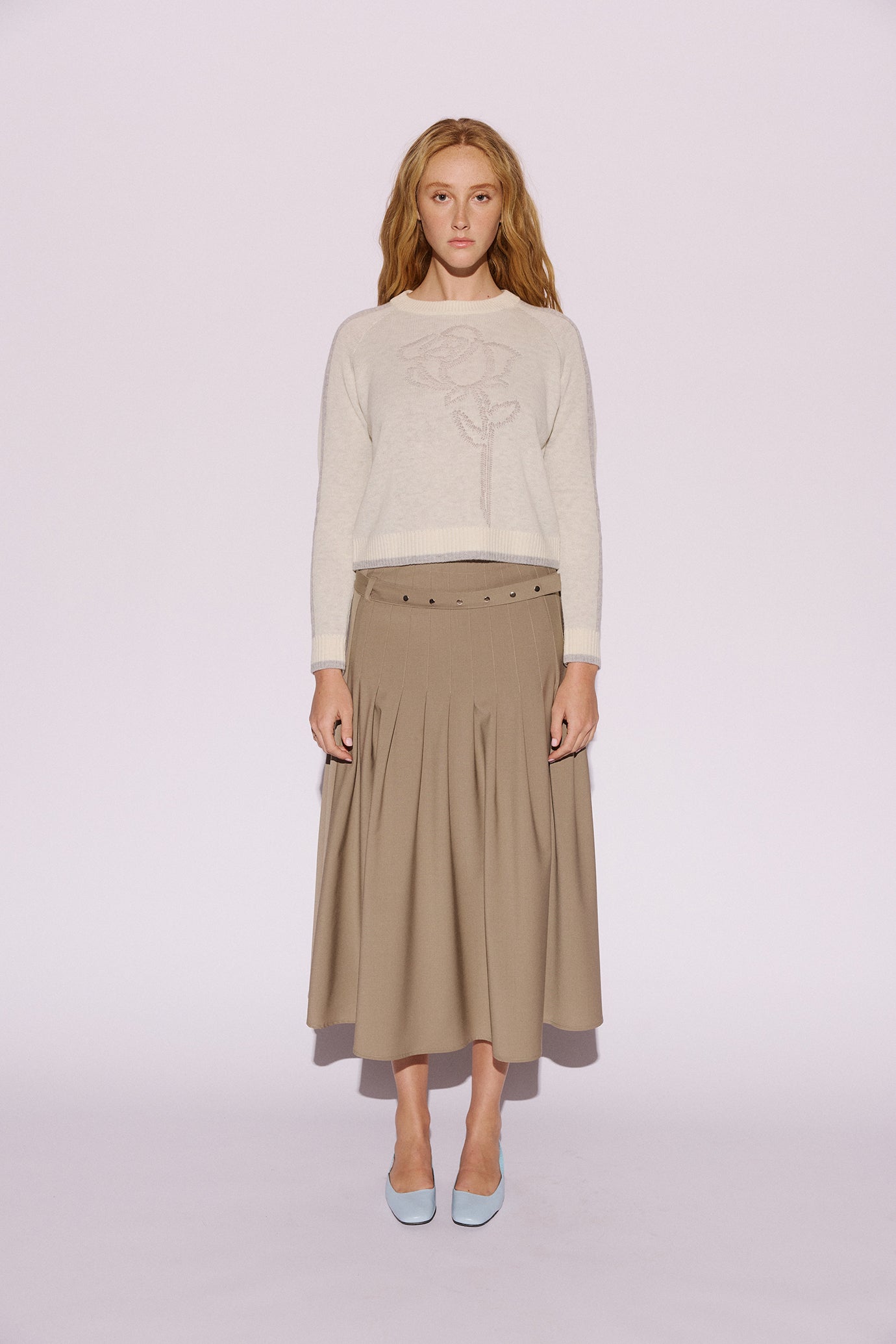 Muse Greta Pleat Skirt // Olive Taupe