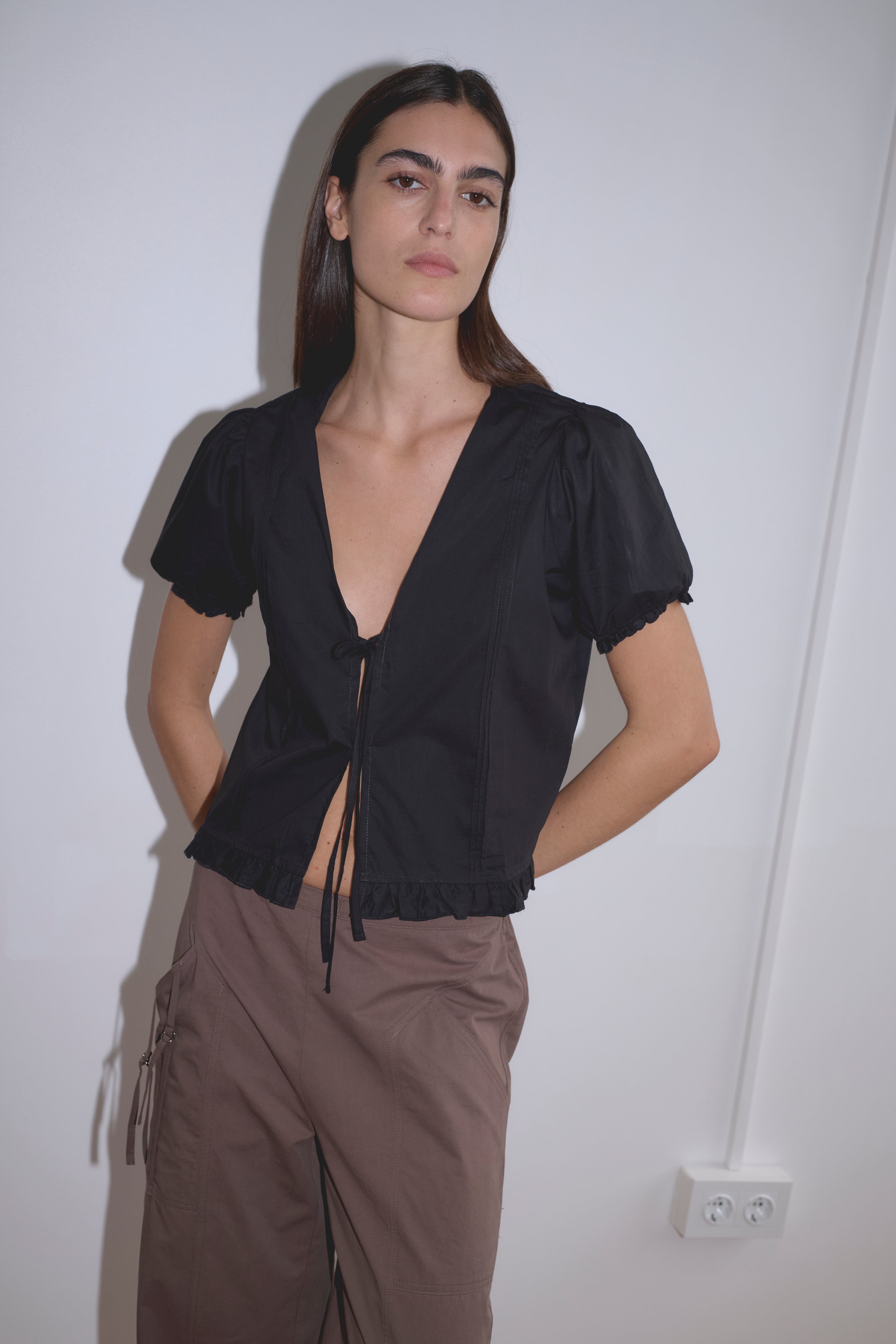 Deiji Studios Pintuck Top // Black