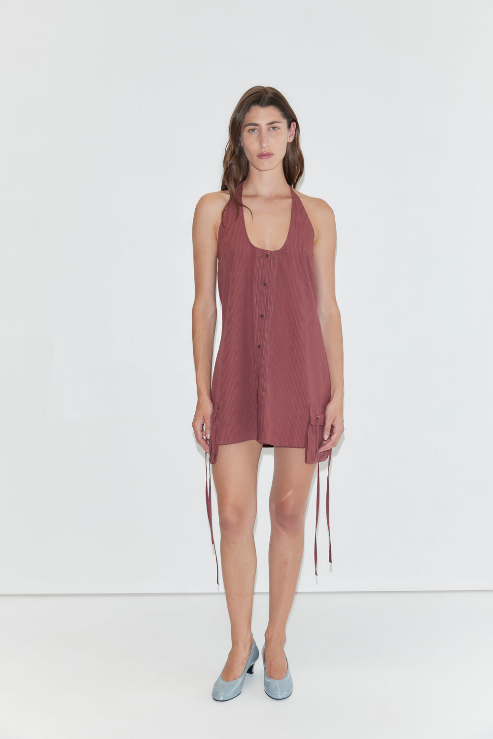 Deiji Studios Pocket Halter Dress // Rust