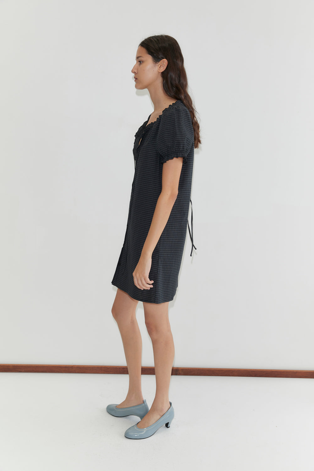 Deiji Studios Buttoned Mini Dress // Mono Grid