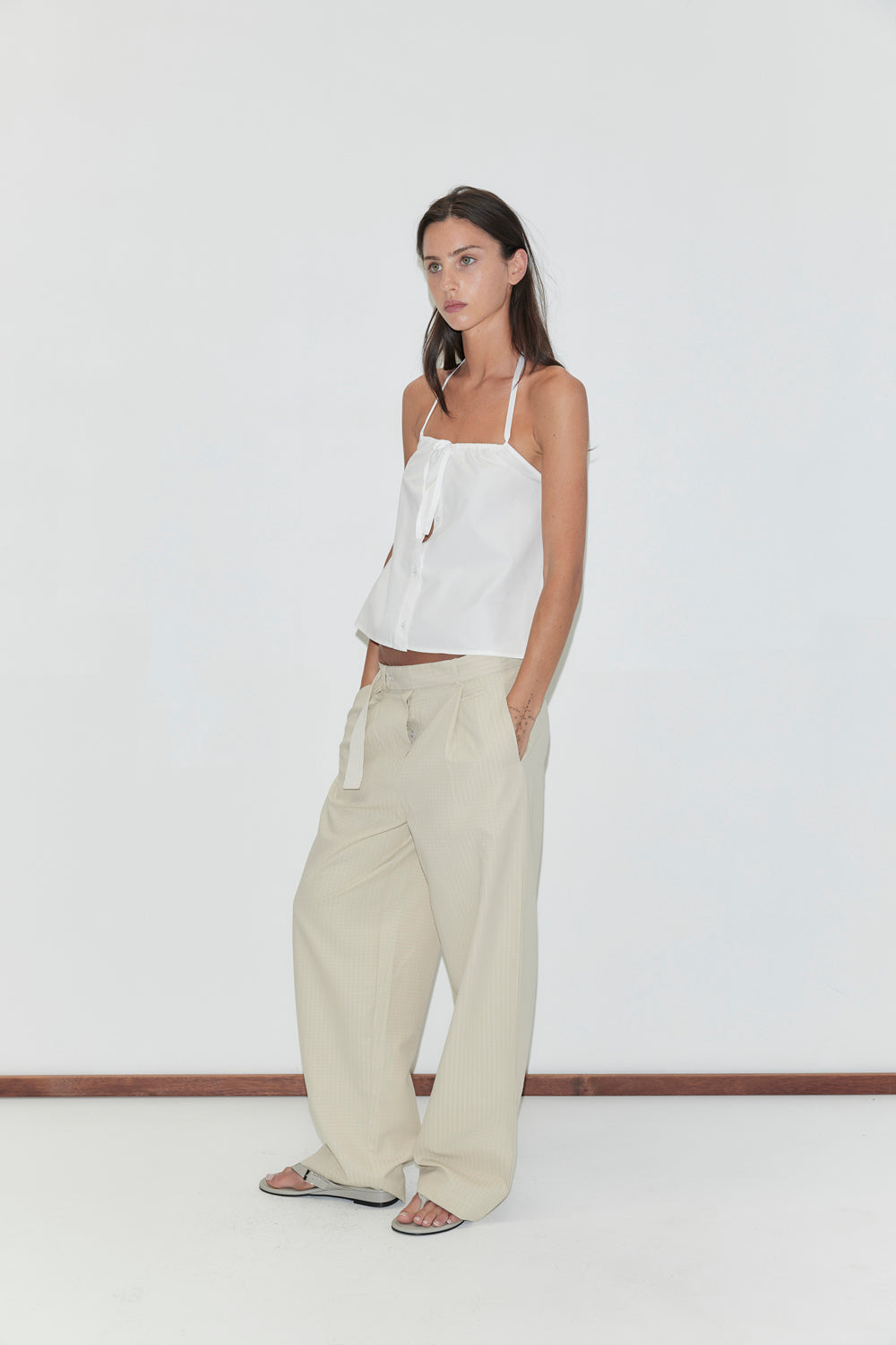 Deiji Studios Tab Belt Pant // Beige Square