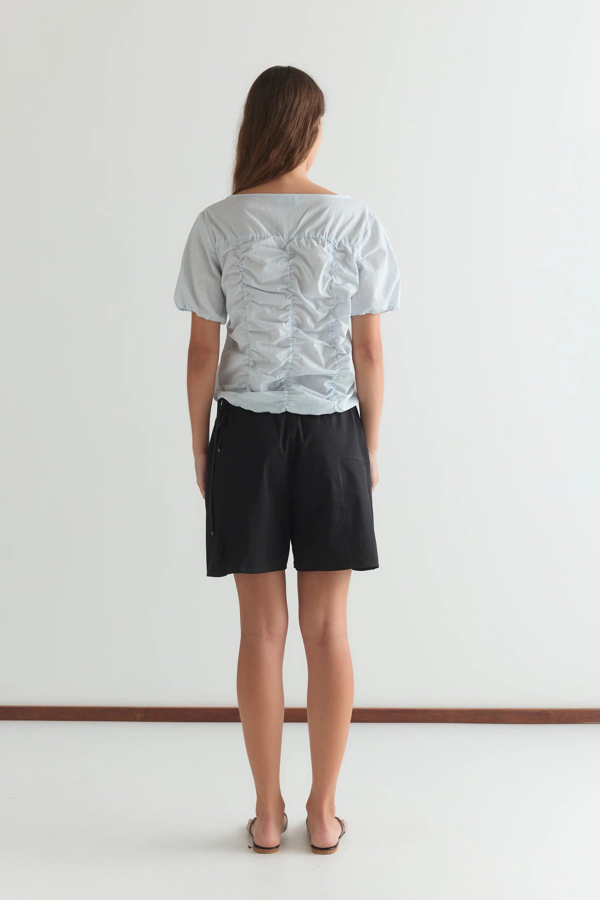 Deiji Studios Crinkle Top // Powder Blue Stripe
