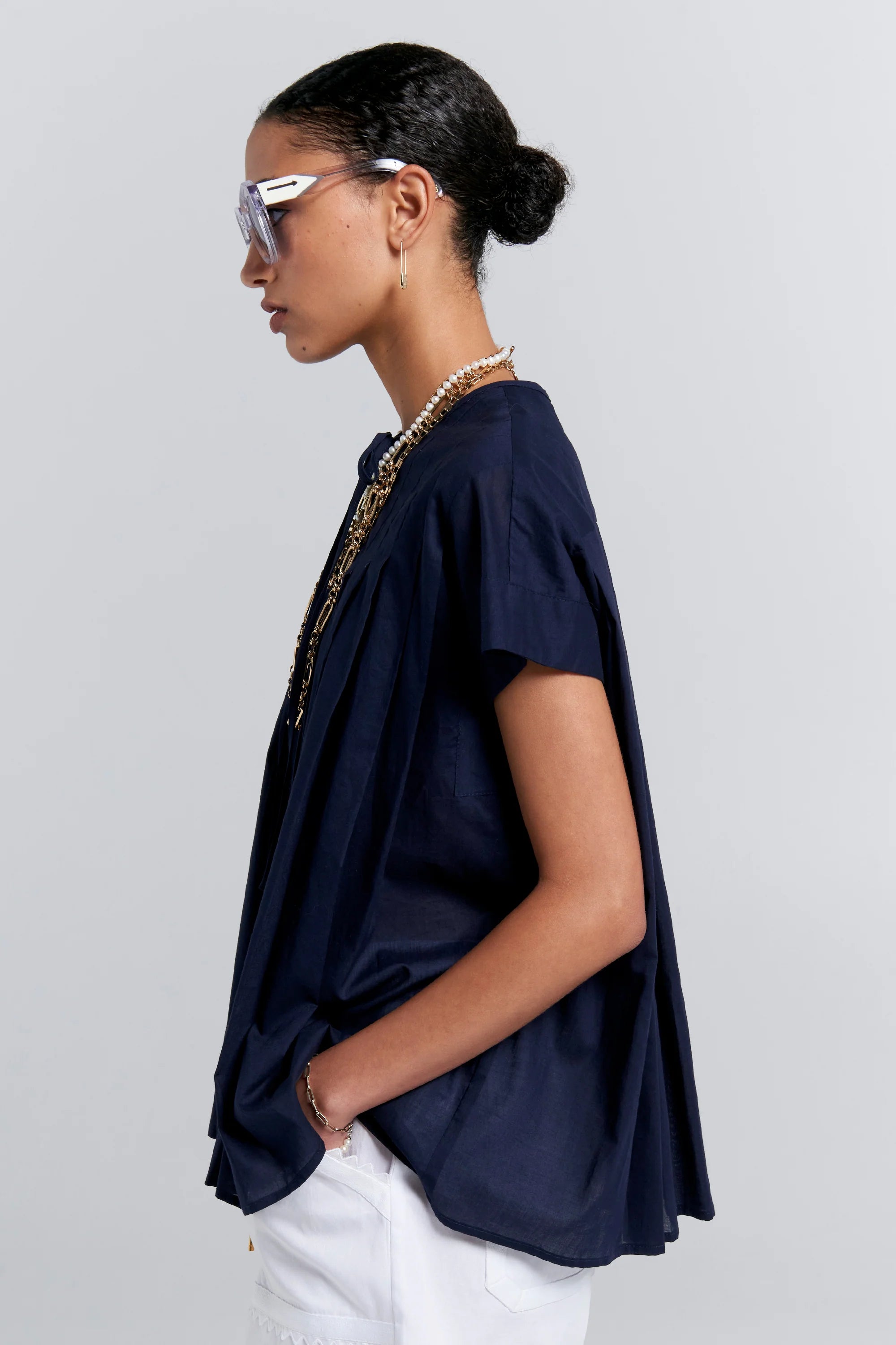Karen Walker Furrow Sleeveless Shirt // Navy