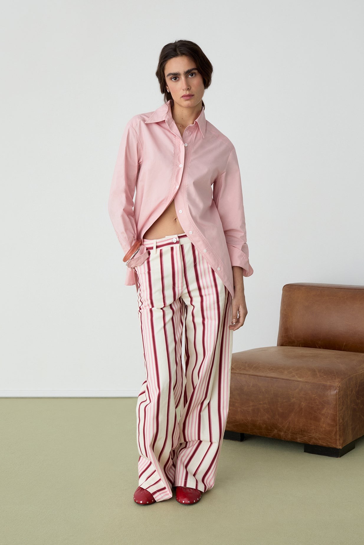 Laagam Leroy Twill Pants // Pink Striped