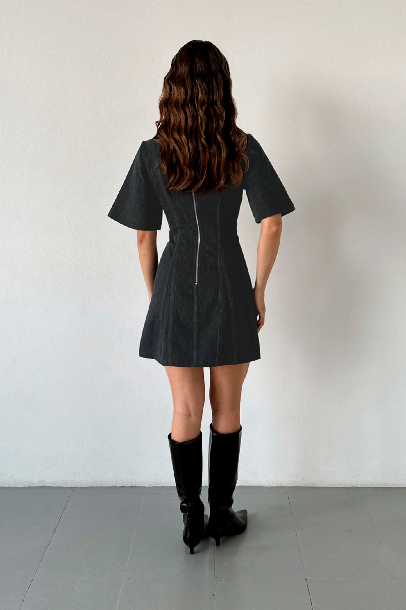 Laagam Rosette Short Dress // Grey