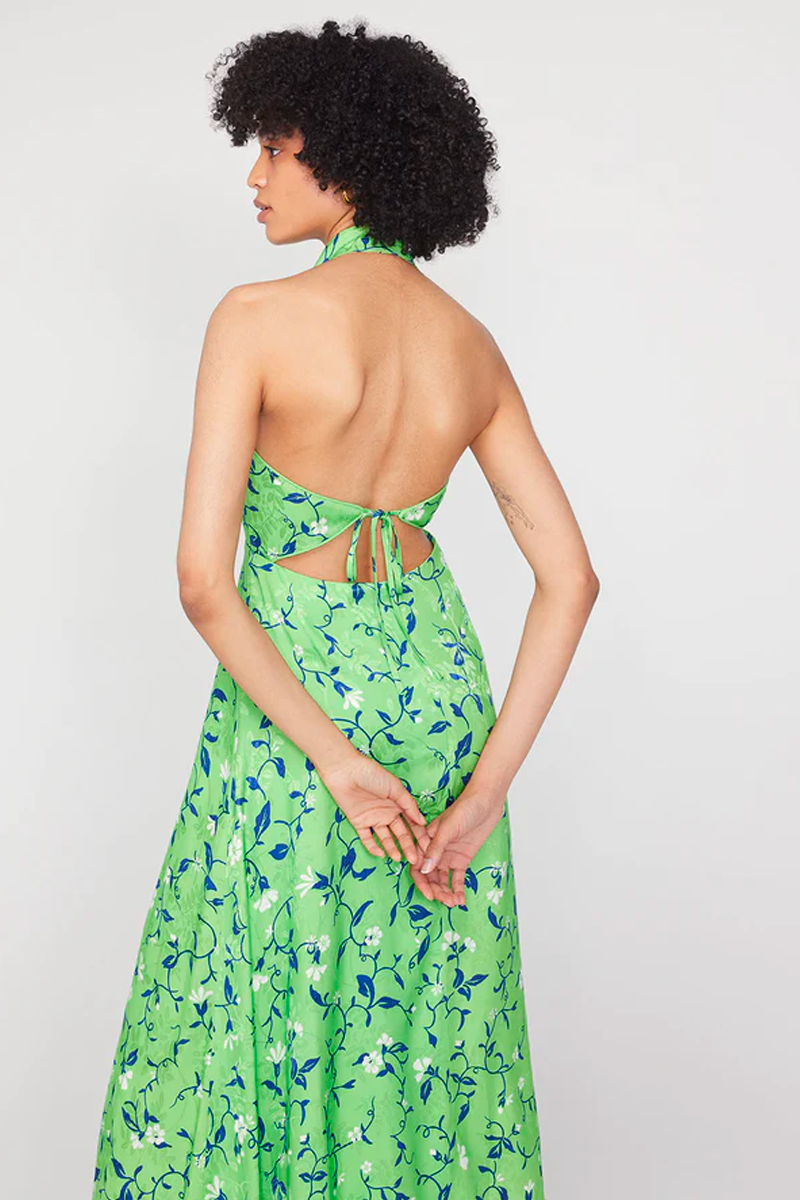 Kitri Willow Green Vine Print Dress