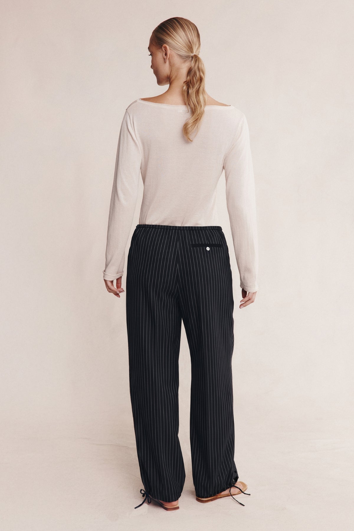 Marle Fatima Pant // Black Pinstripe