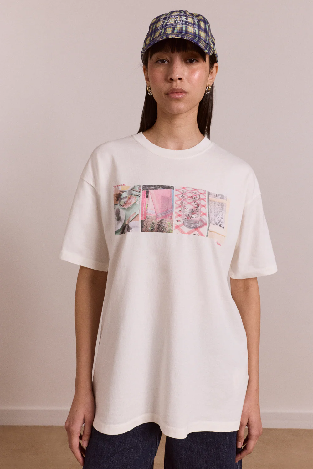 Damson Madder Slow Life Crossword Tee // Ecru