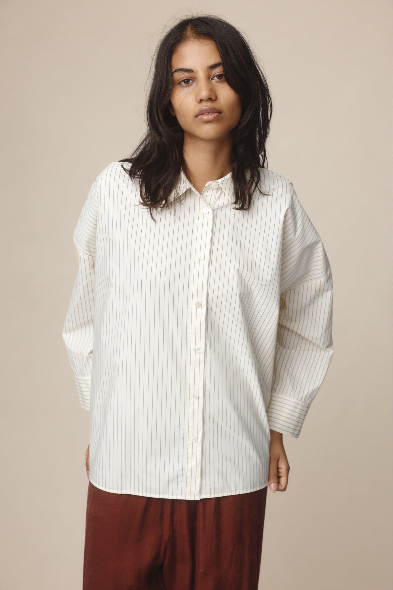 Marle Edie Shirt // Ivory / Black Stripe