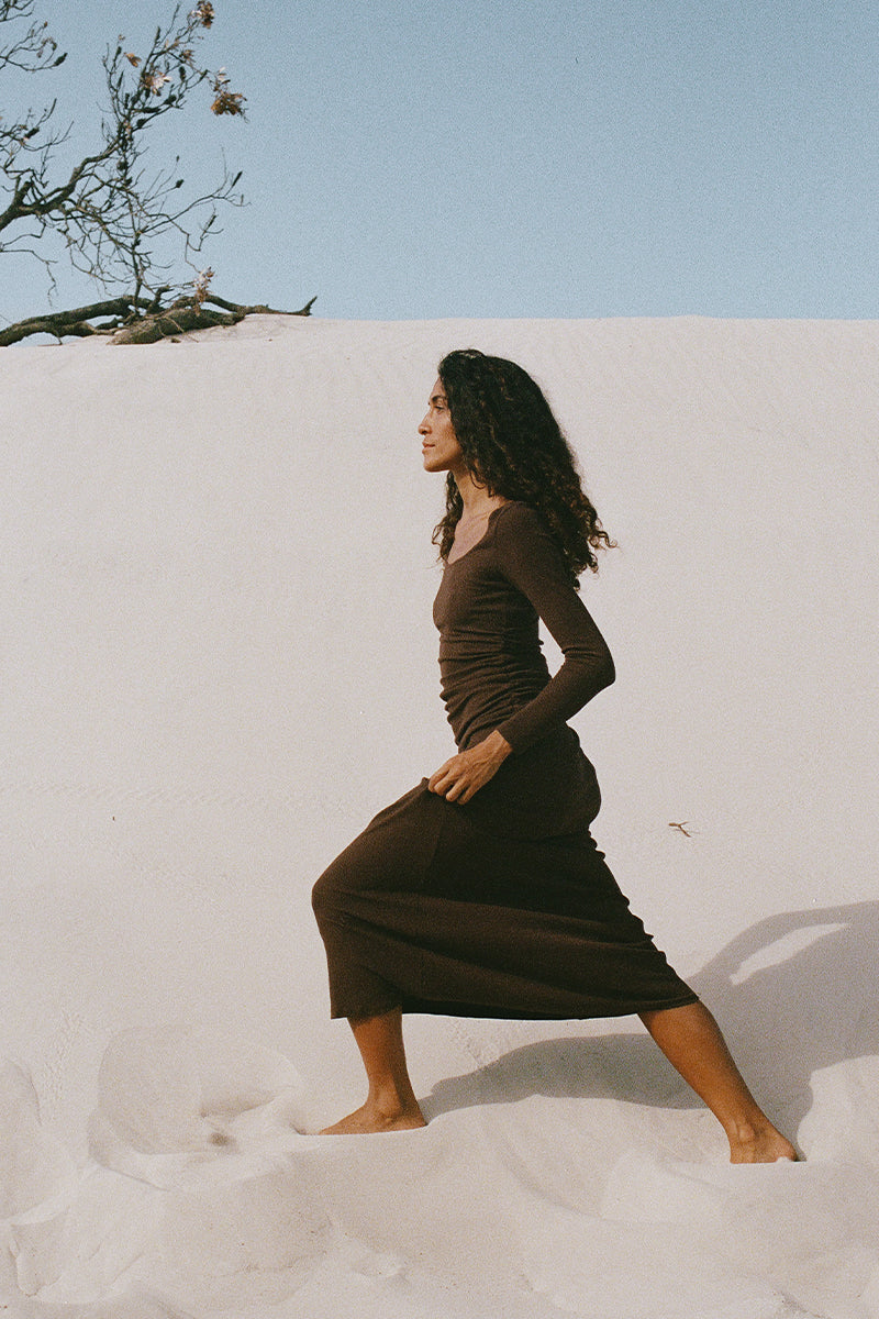 Dominique Healy Leo L/S Dress // Chocolate