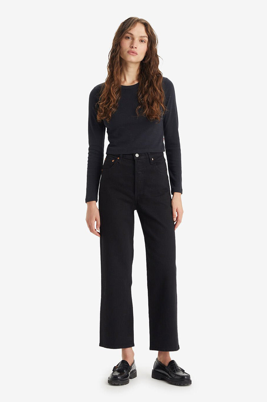 Levis Ribcage Straight Ankle Black Sprout