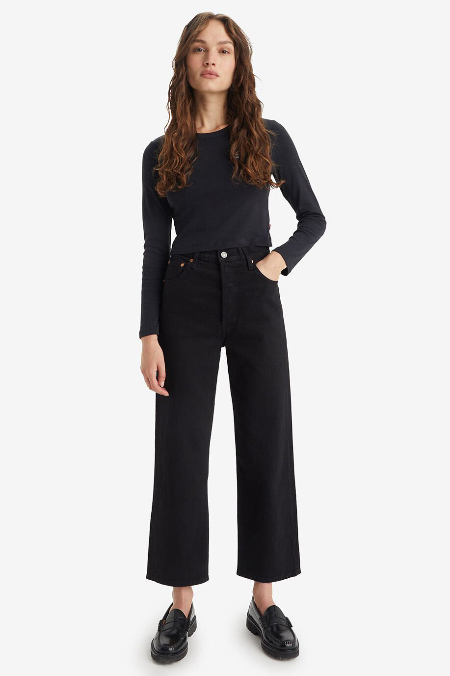 Levis Ribcage Straight Ankle Black Sprout