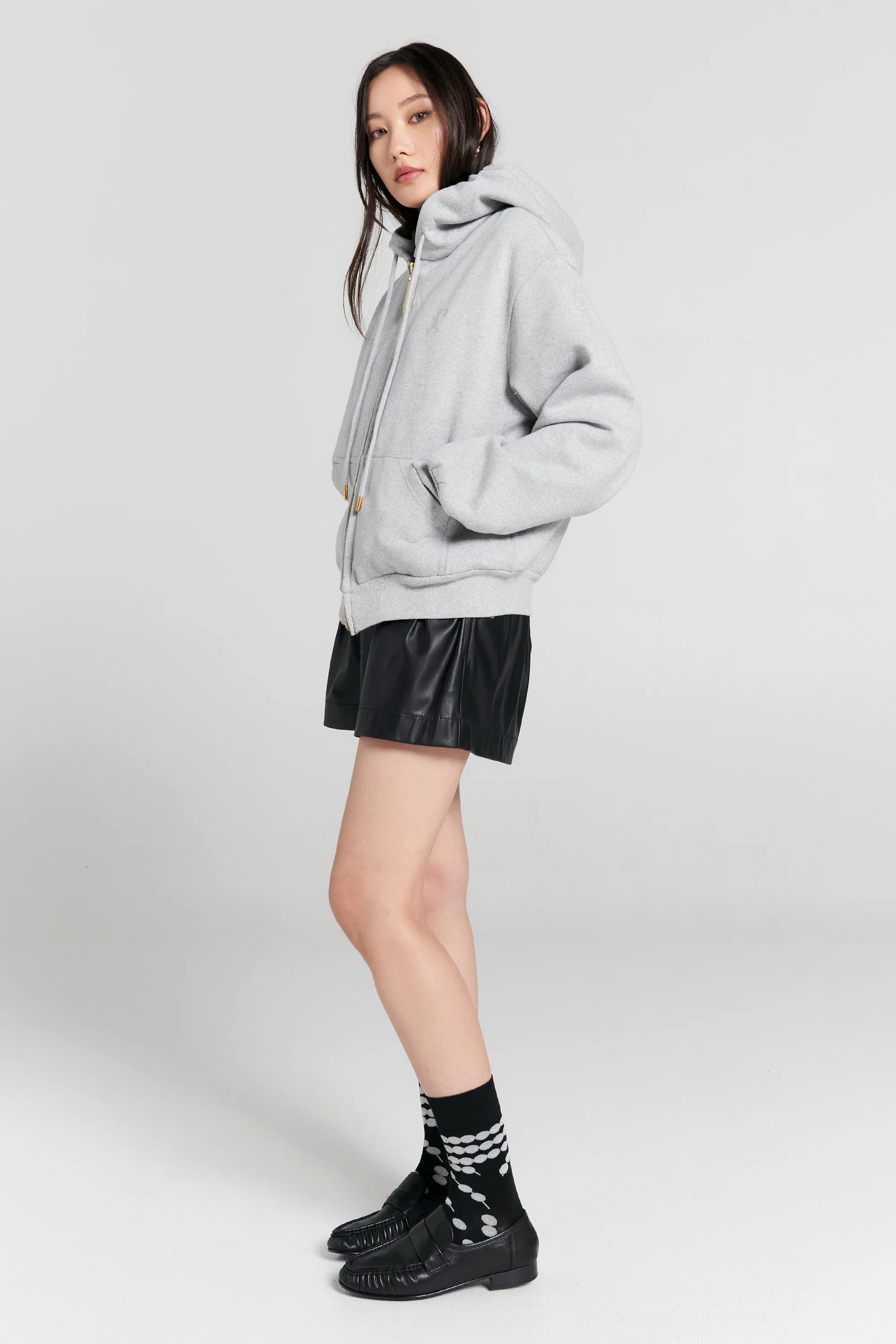 Karen Walker Runaway Girl Cropped Oversized Hoodie // Grey