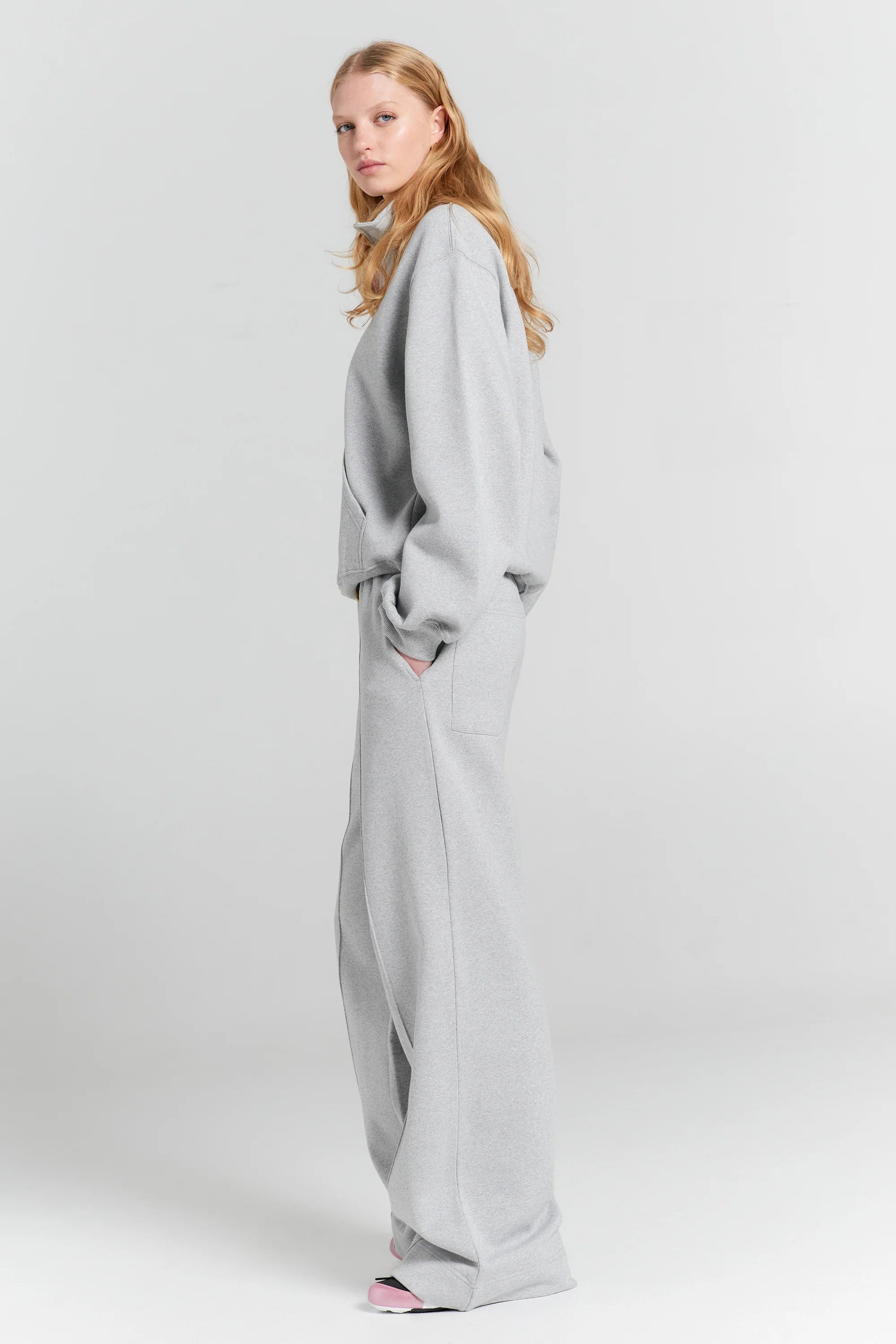 Karen Walker Runaway Girl Zip-Up Sweatshirt // Grey Marle