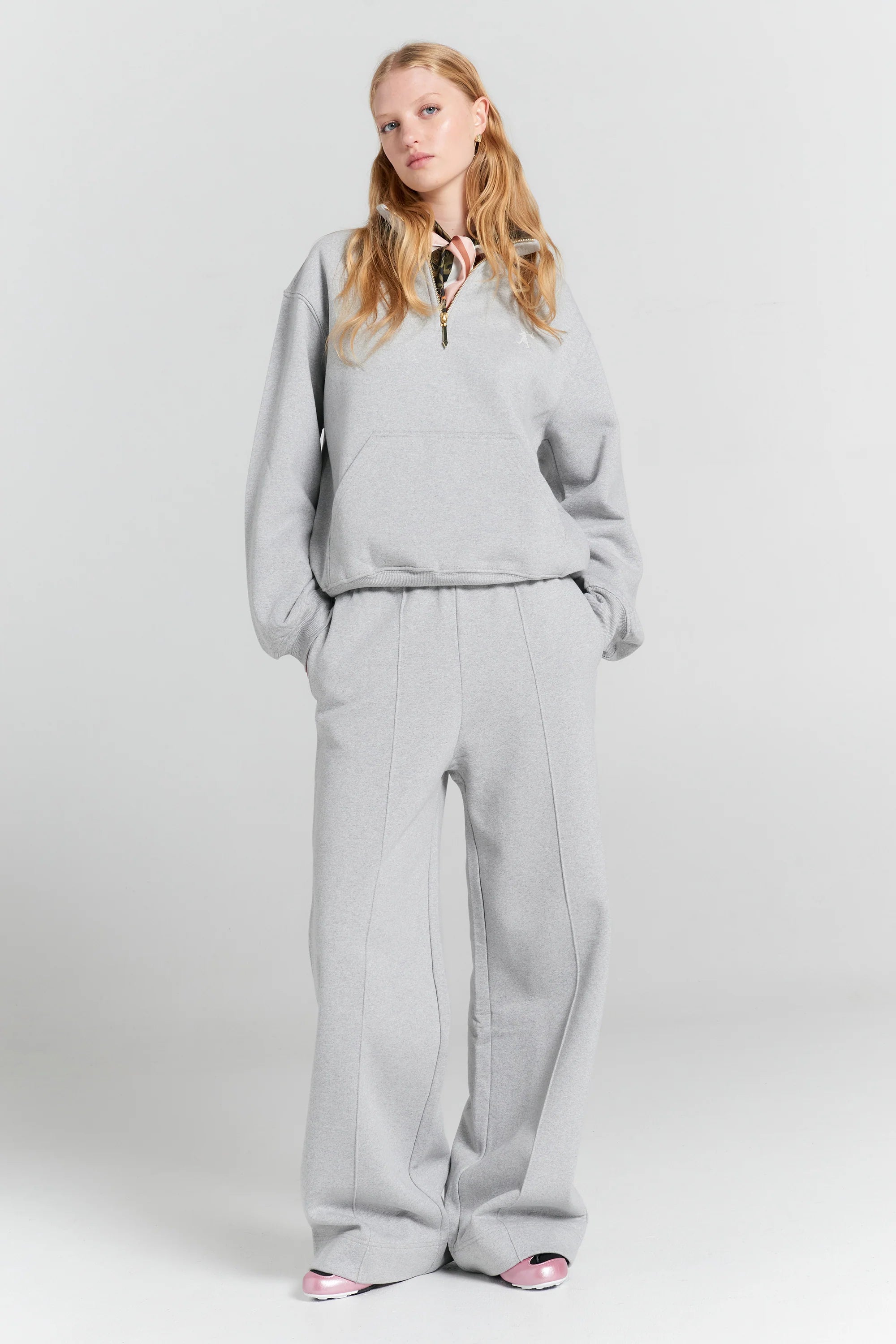 Karen Walker Runaway Girl Zip-Up Sweatshirt // Grey Marle