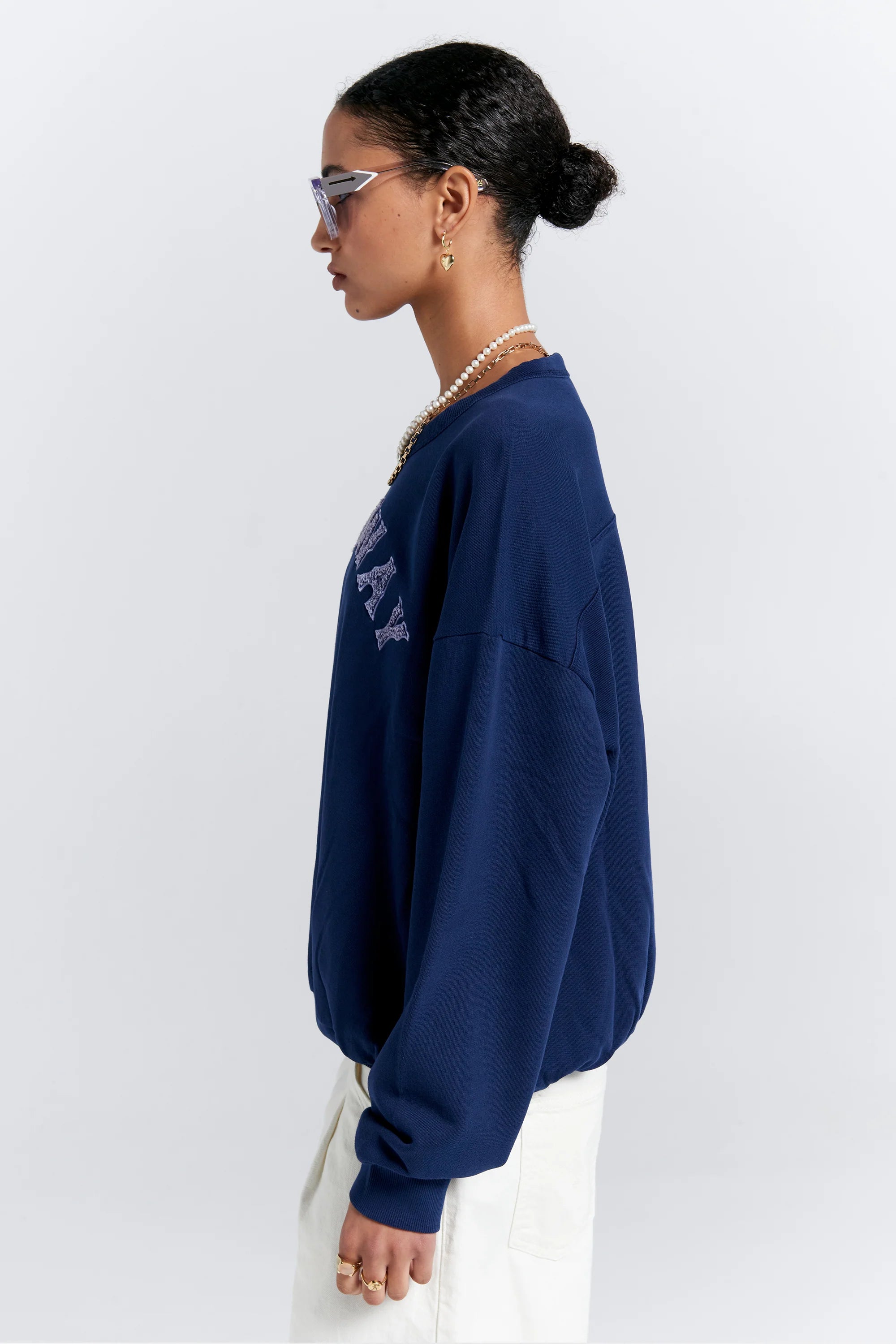 Karen Walker Runaway College Crewneck Sweatshirt // Navy