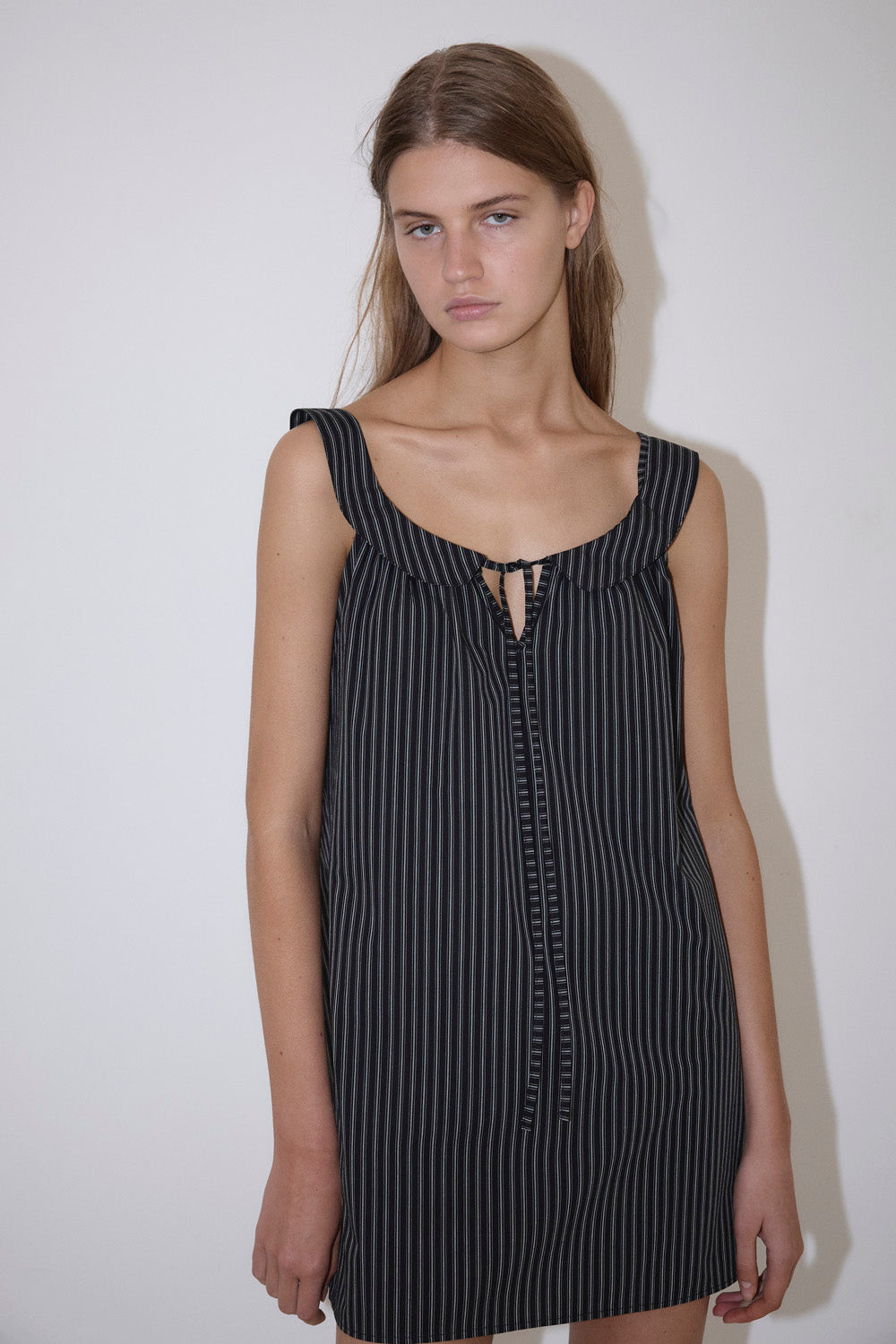 Deiji Studios Rounded Neck Dress // Mono Stripe