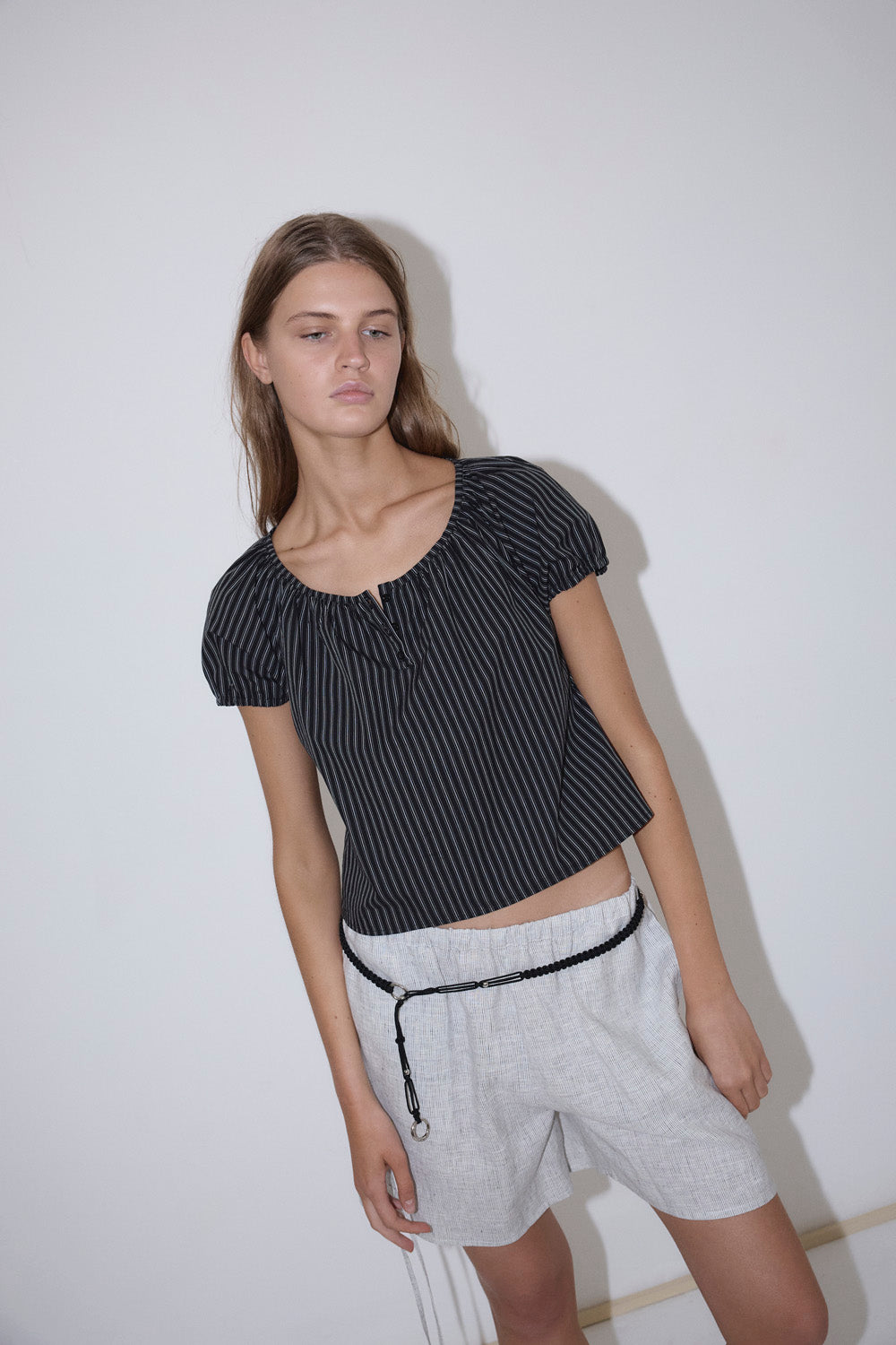Deiji Studios Poplin Tee // Mono Stripe