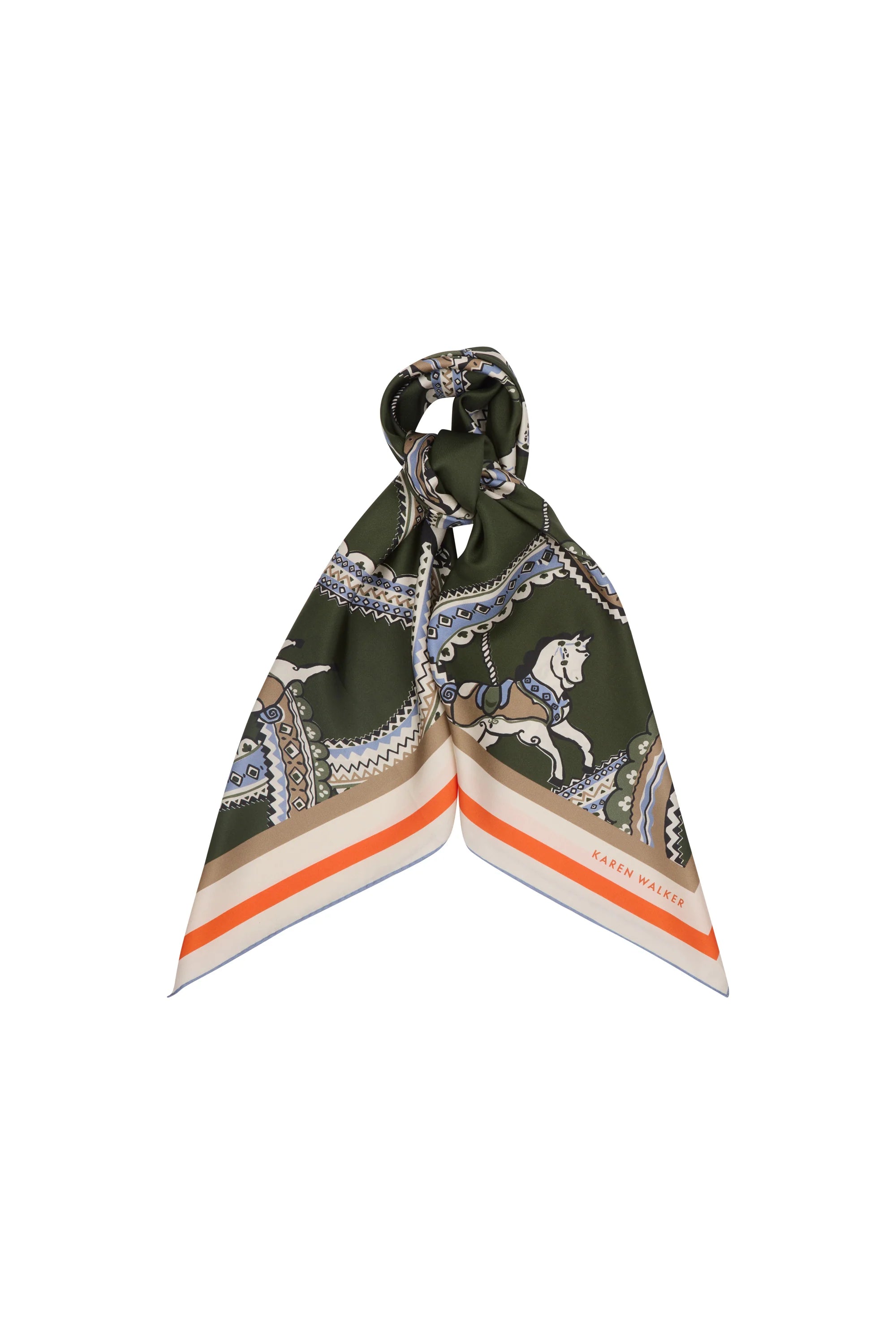 Karen Walker Carousel Classic Silk Scarf // Olive