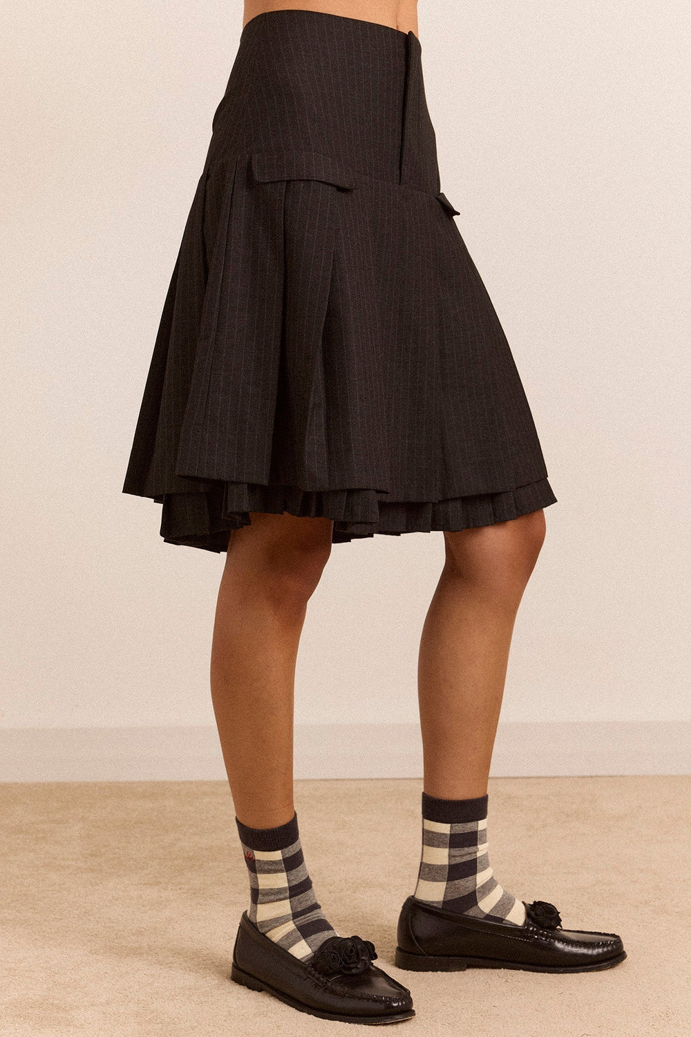 Damson Madder Savannah Double Layered Skirt // Pinstripe