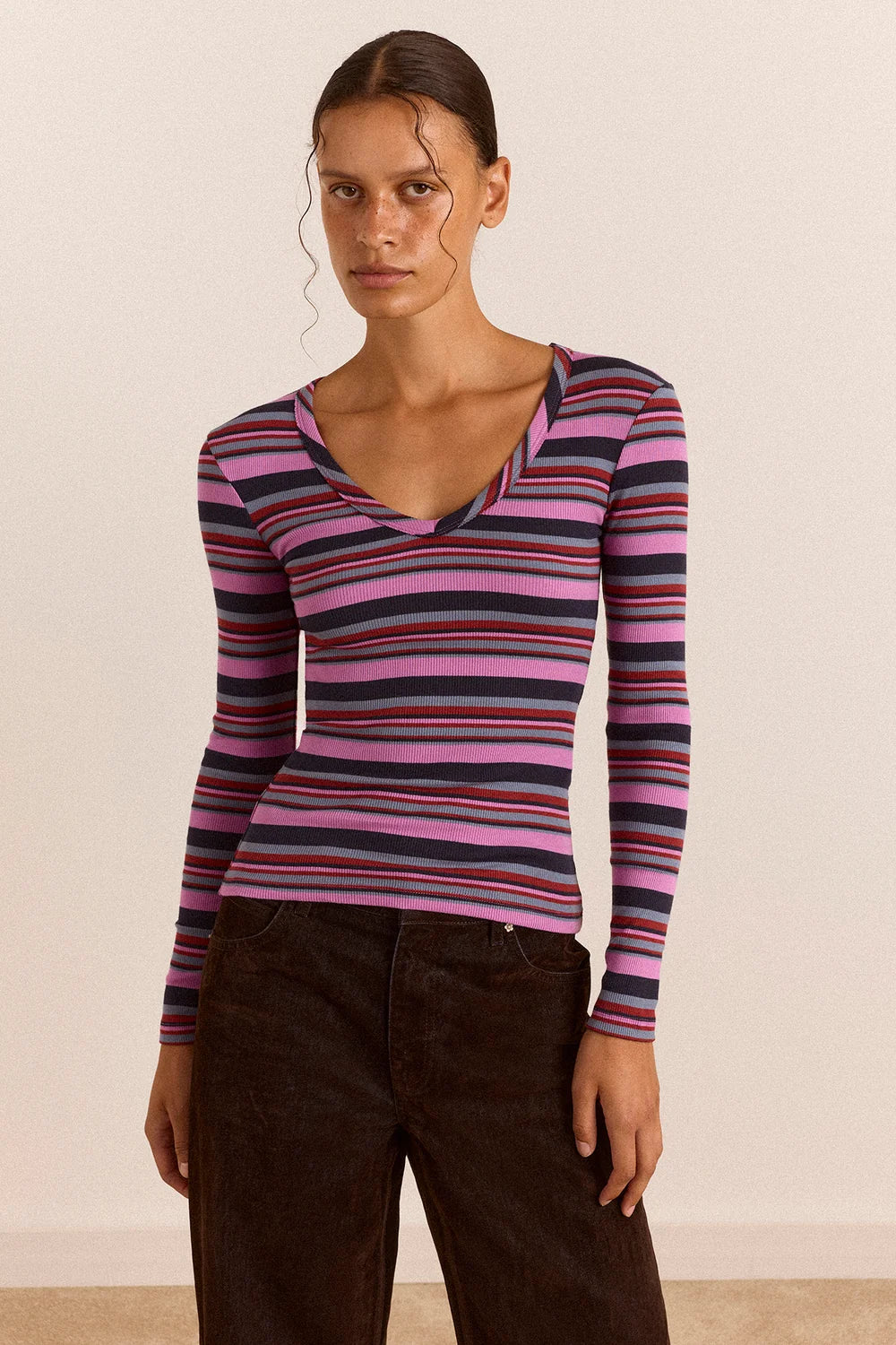 Damson Madder Arlea L/S Tee // Viola Stripe