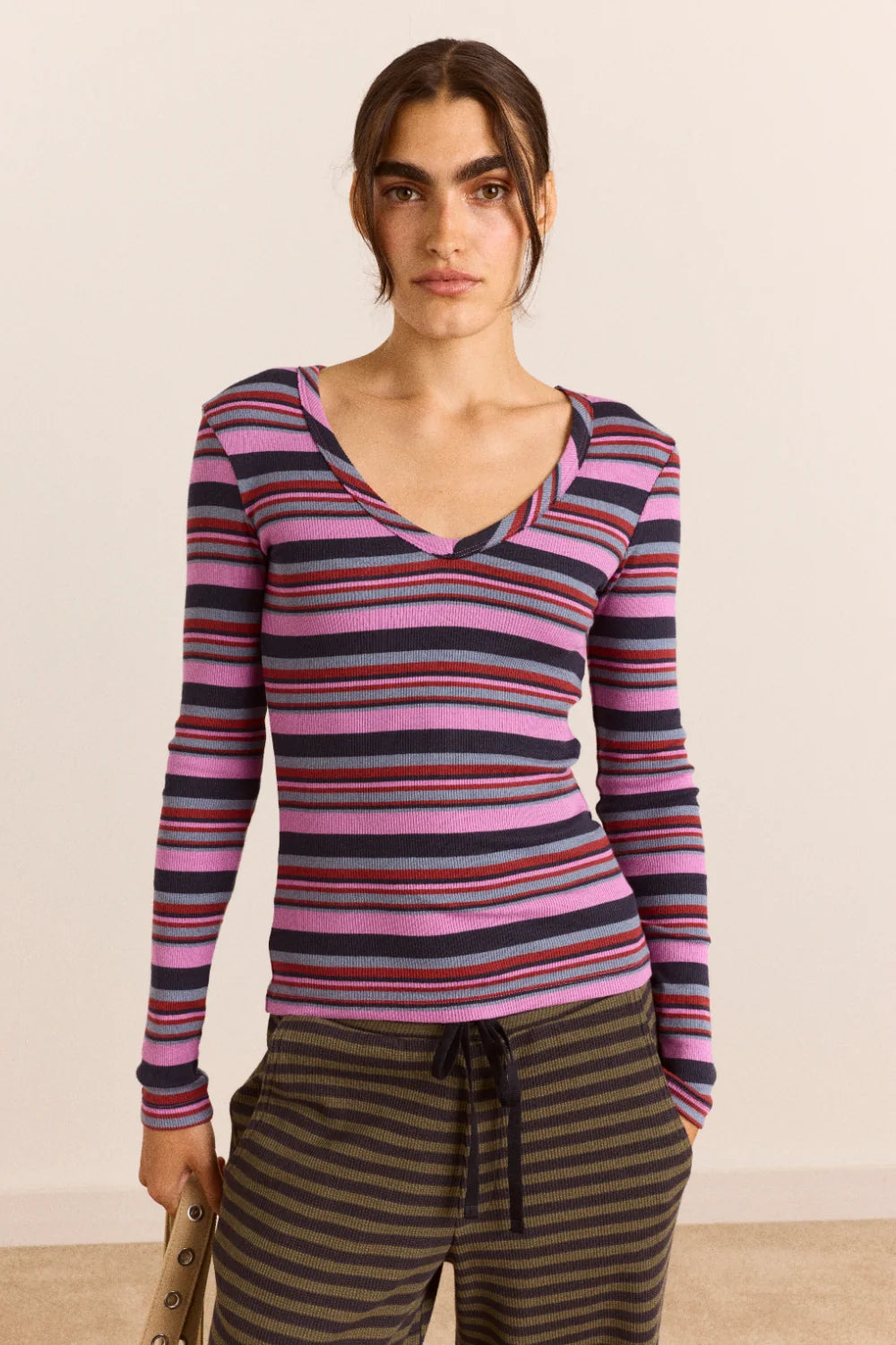 Damson Madder Arlea L/S Tee // Viola Stripe
