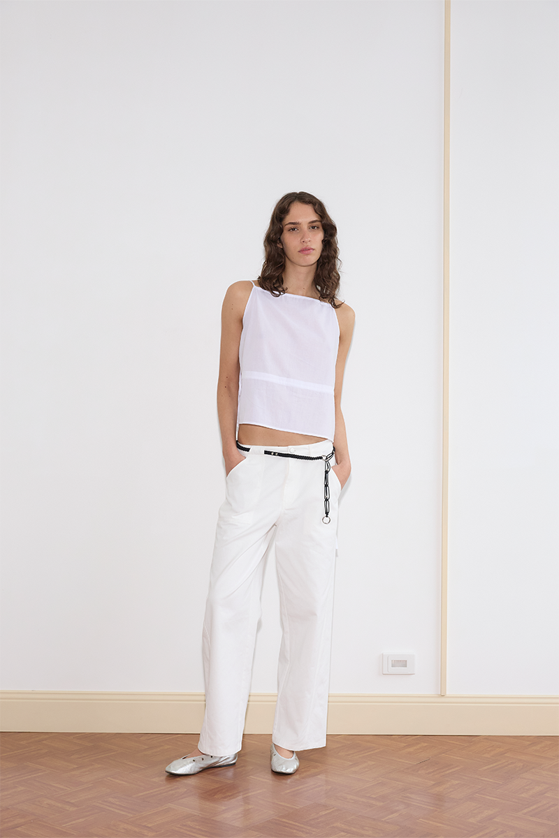 Deiji Studios Waist Tie Top // White