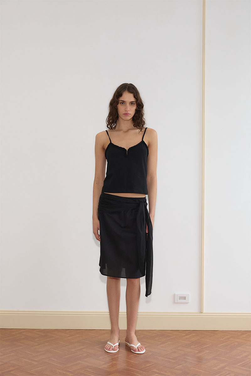 Deiji Studios Scarf Midi Skirt // Black