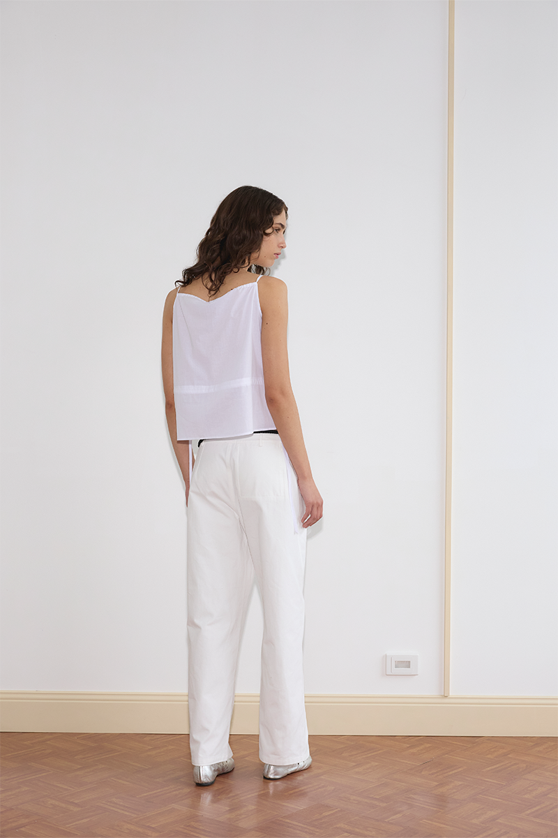 Deiji Studios Waist Tie Top // White