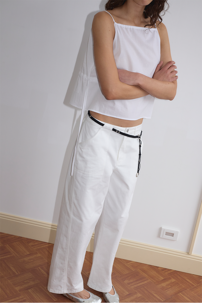 Deiji Studios Waist Tie Top // White