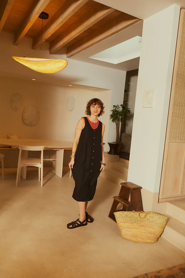 L.F. Markey Basic Button Up Front Slip // Black
