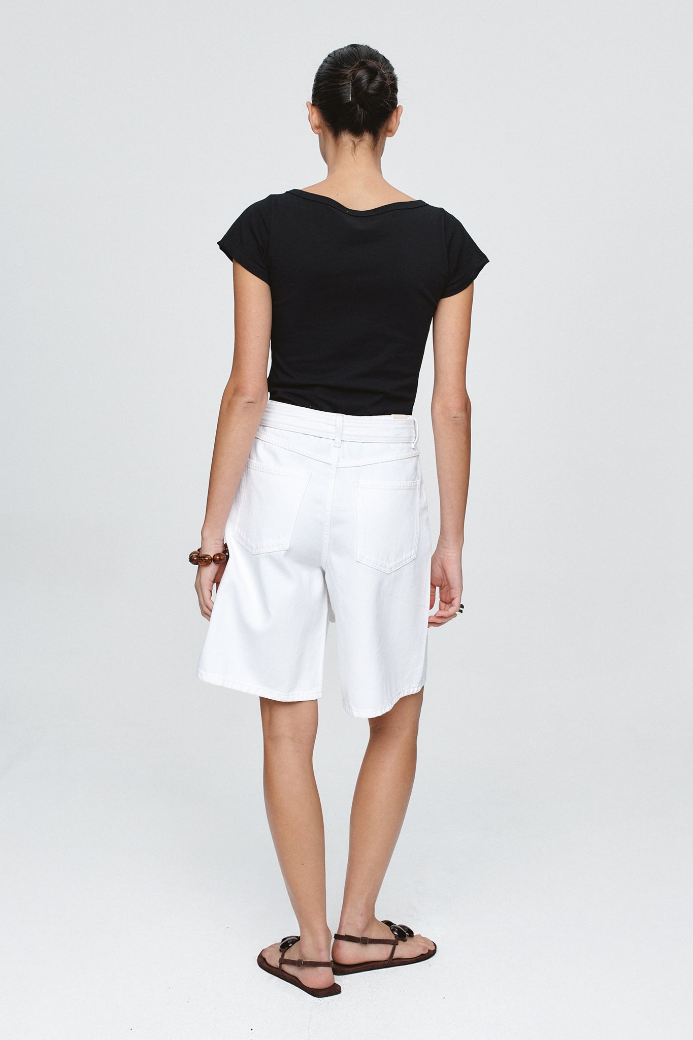 Marle Belted Jean Short // Blanc
