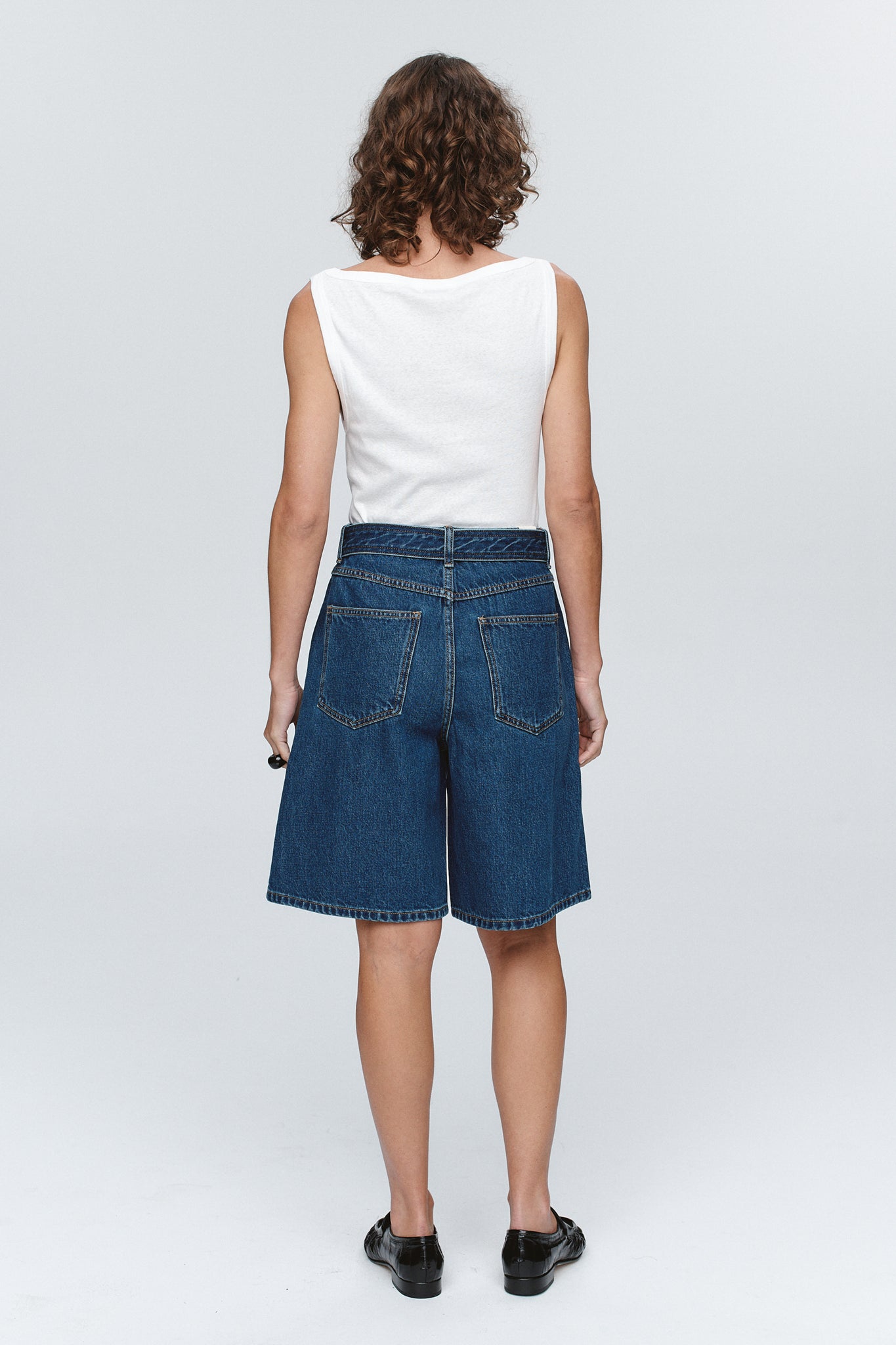 Marle Belted Jean Short // Washed Indigo