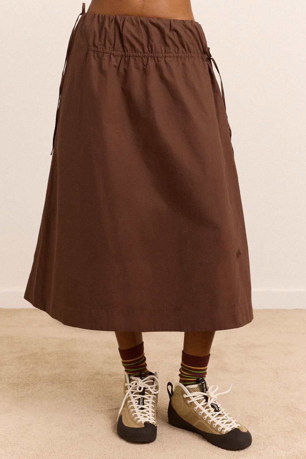 Damson Madder Caspia Volume Midi Skirt // Chocolate