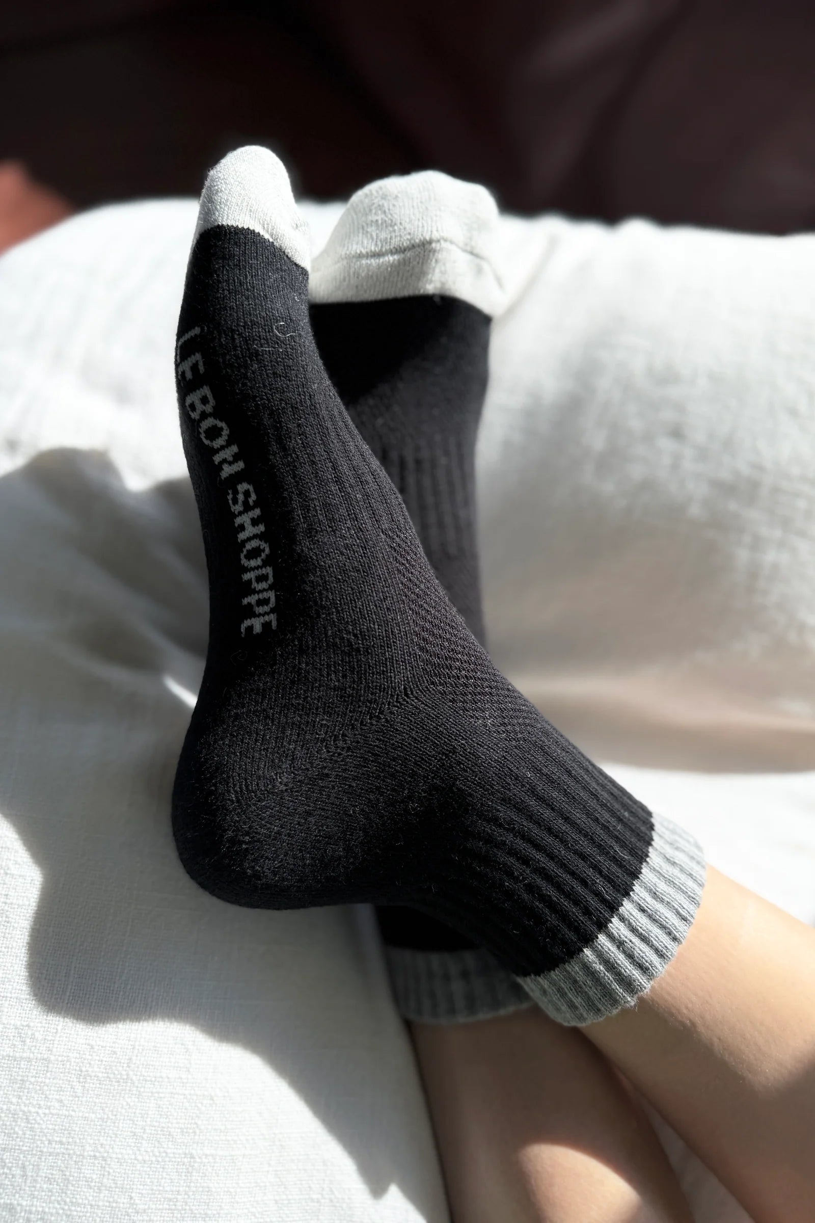 Le Bon Shoppe Girlfriend Socks Colour Block // Black, Grey