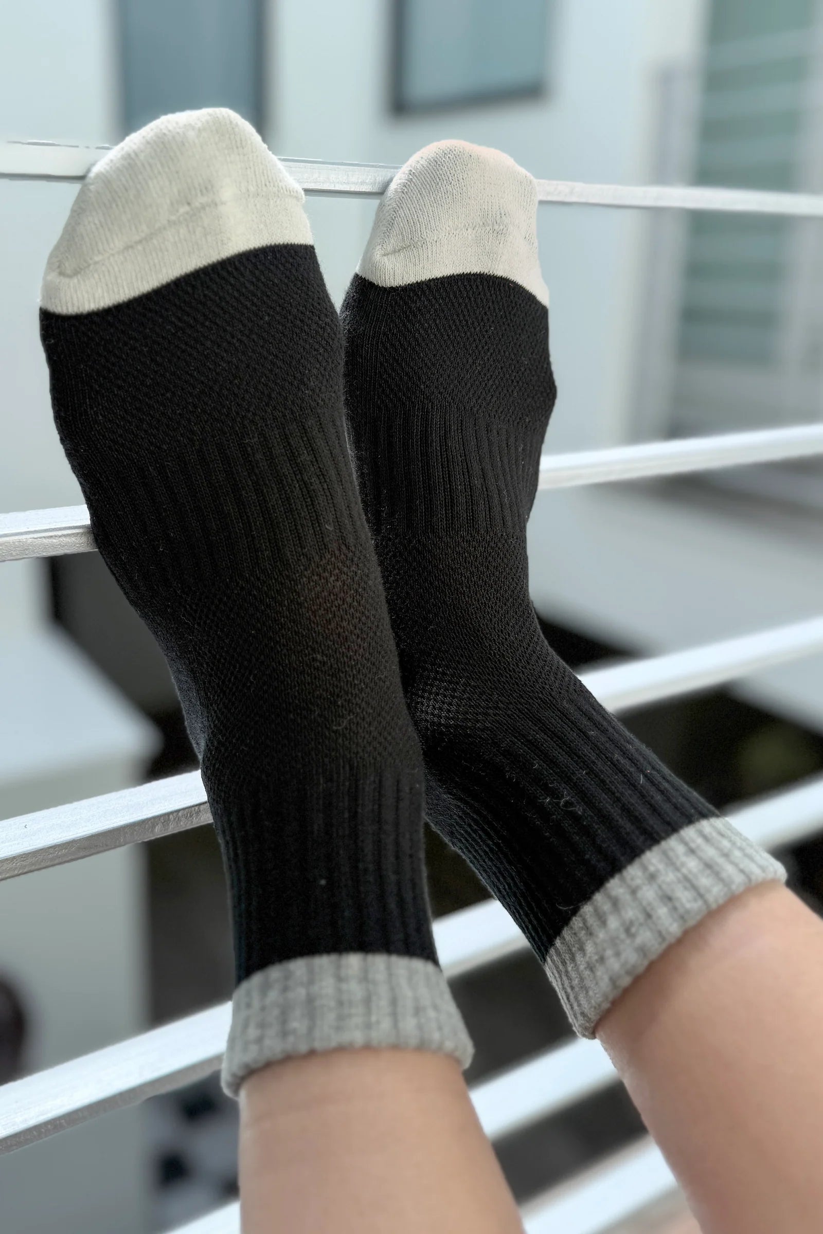 Le Bon Shoppe Girlfriend Socks Colour Block // Black, Grey