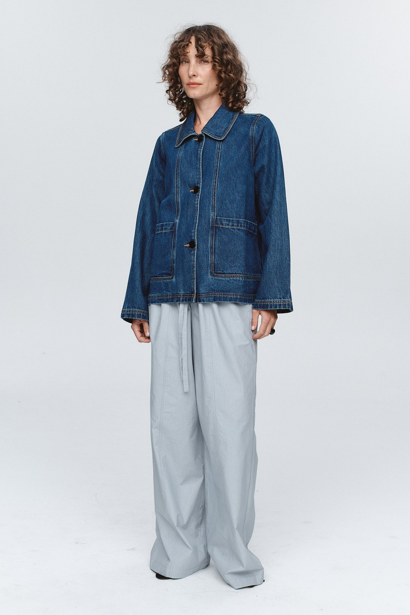 Marle Cropped Pea Jacket // Washed Indigo