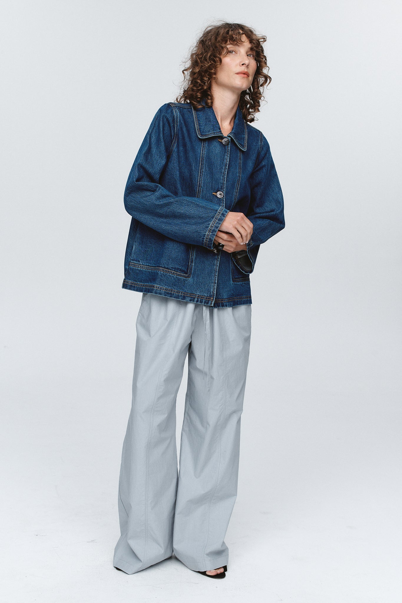 Marle Cropped Pea Jacket // Washed Indigo