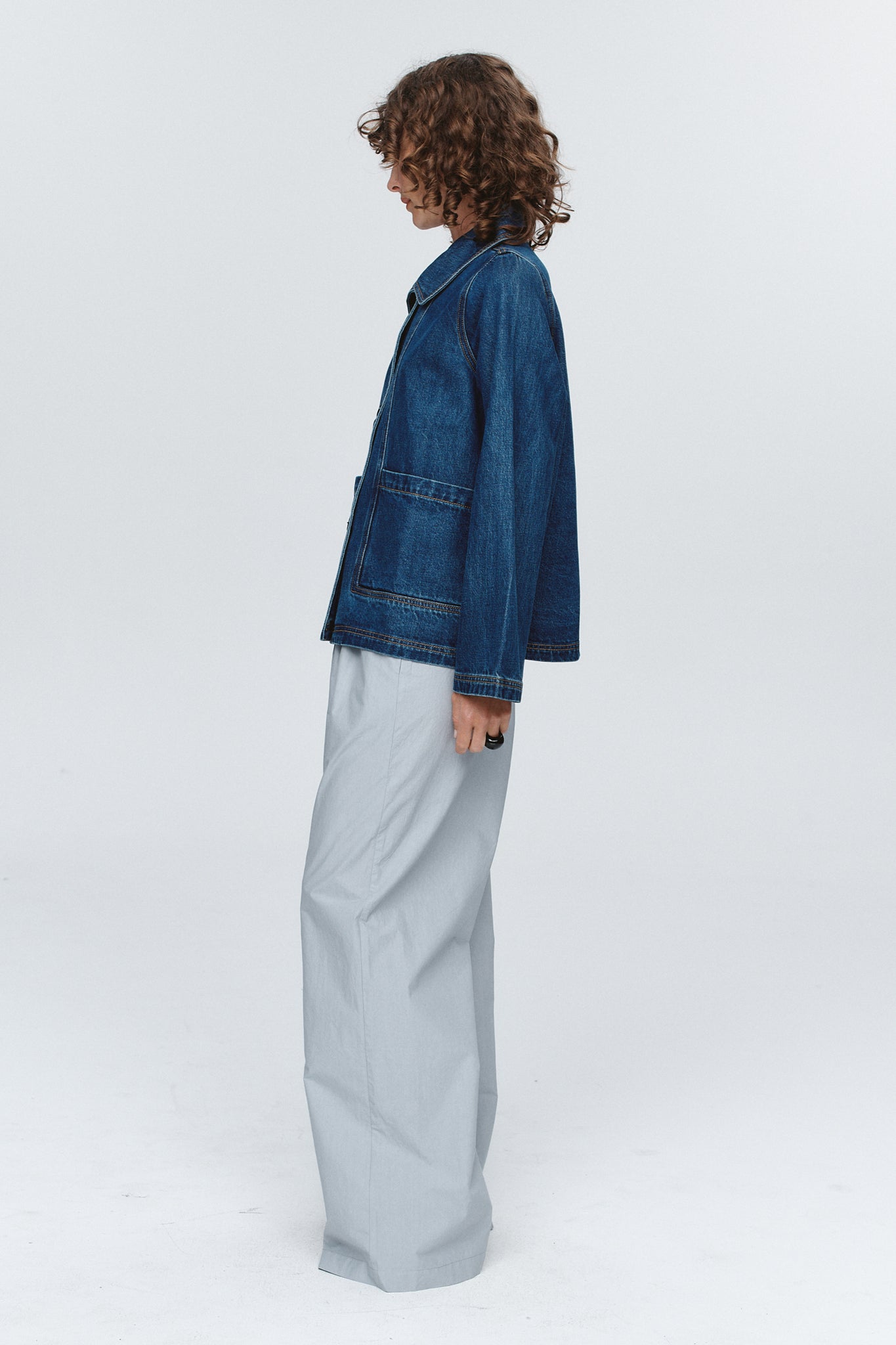 Marle Cropped Pea Jacket // Washed Indigo