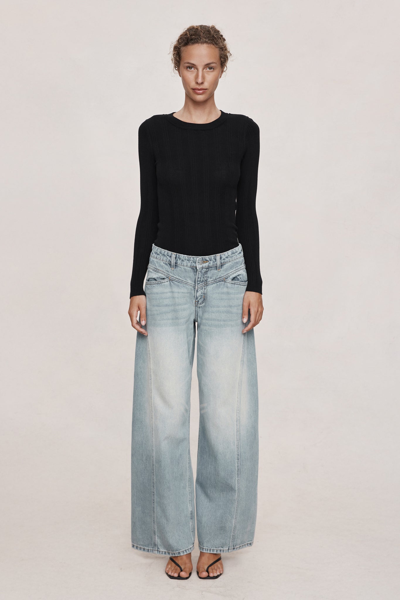 Marle Wide Cross Stitch Jean // Faded Blue